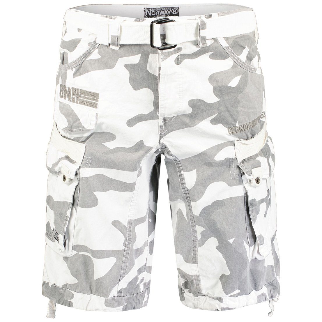 Cargoshorts kurze Camo Weis Brpanoramique Mit Norway (1-tlg) Geographical Gürtel Hose Herren