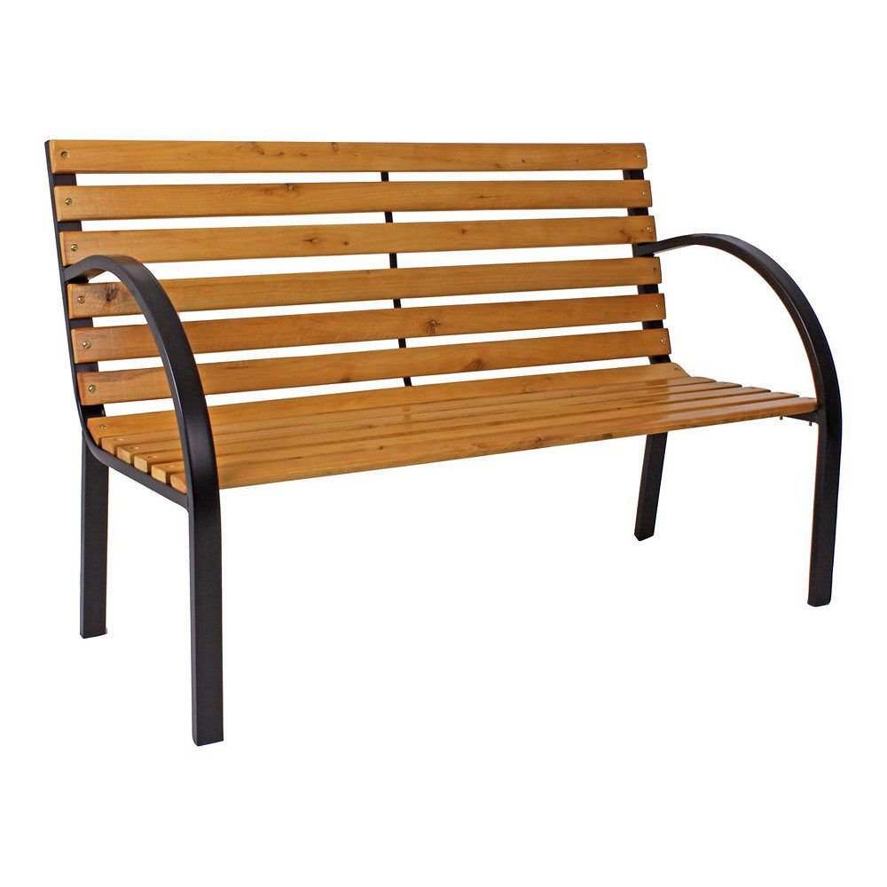 Lomadox Gartenbank GARDA-120, Bank, 2-Sitzer, braun mit Metallgestell, ca. 122x80x60 cm