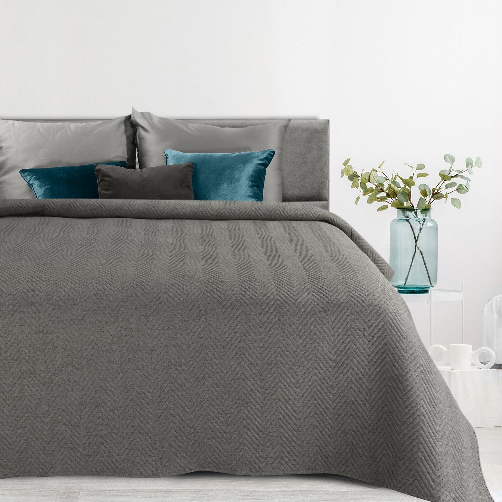 Eurofirany Tagesdecke LEINOPTIK, Karomuster Steppung Doppelbett günstig online kaufen