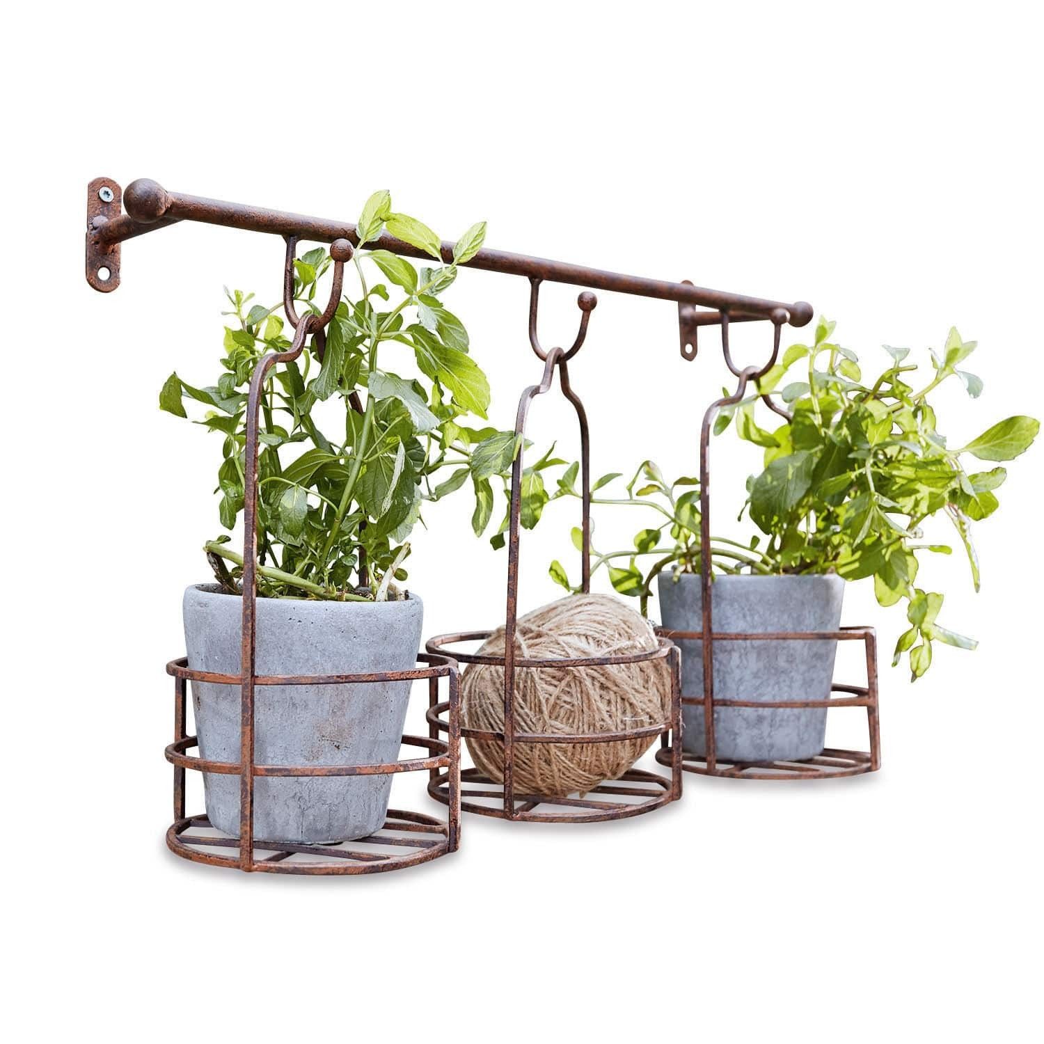 Mirabeau Gartenfigur Wandregal mit Pflanzkörben Hemente günstig online kaufen