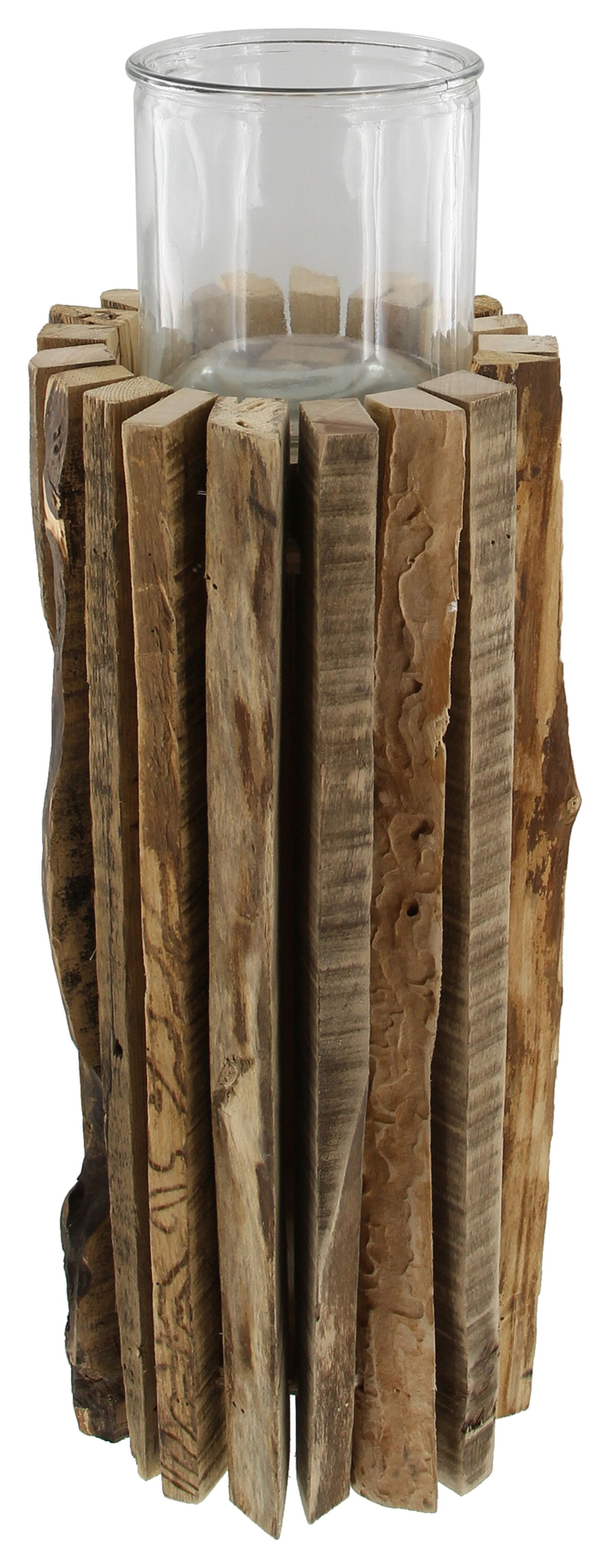 Windlicht Windlichtsäule Rustikal recyceltes Holz 55cm