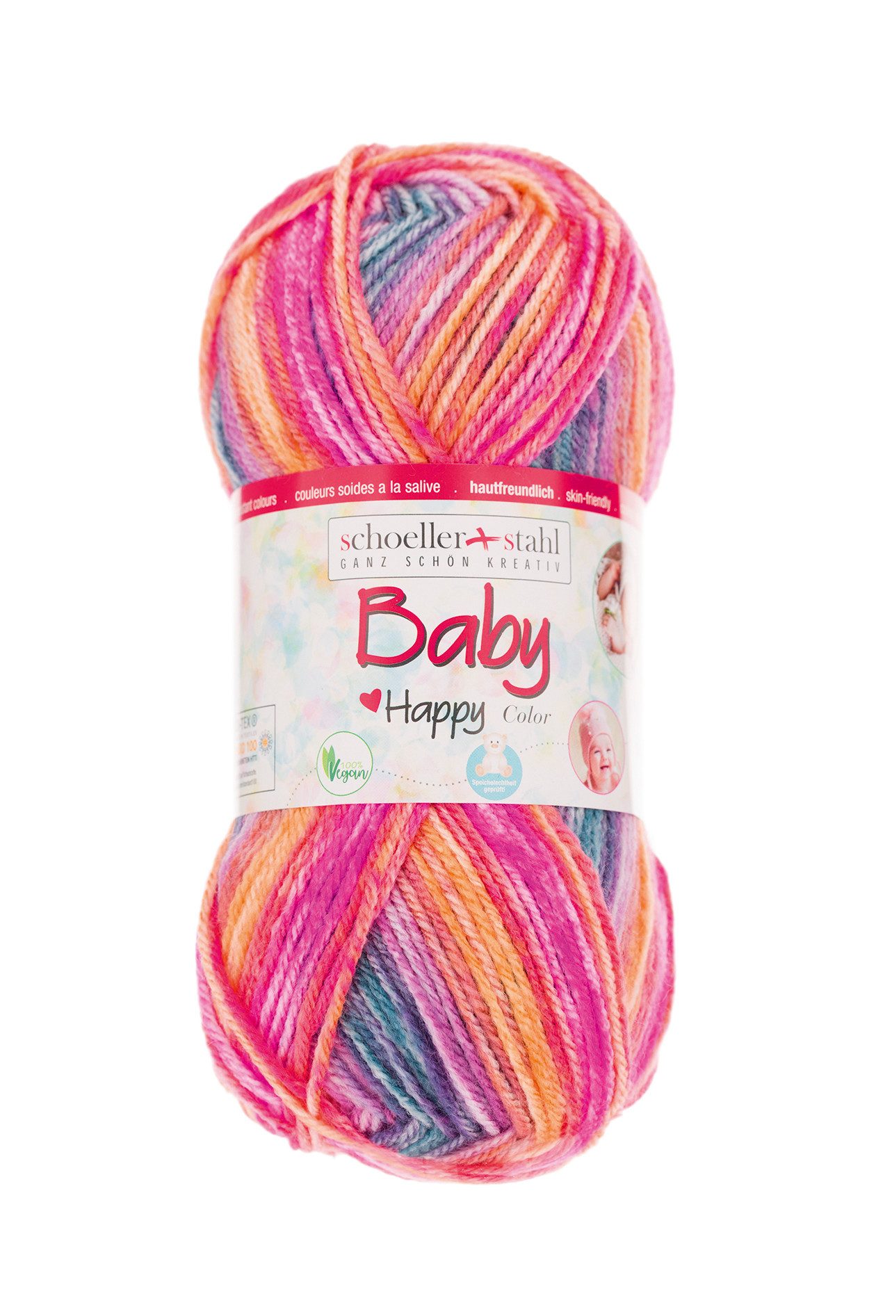 Schoeller + Stahl Baby Happy Color Häkelwolle, 185 m, wunderbar weiches, pflegeleichtes Garn mit fröhlichen Farbakzenten
