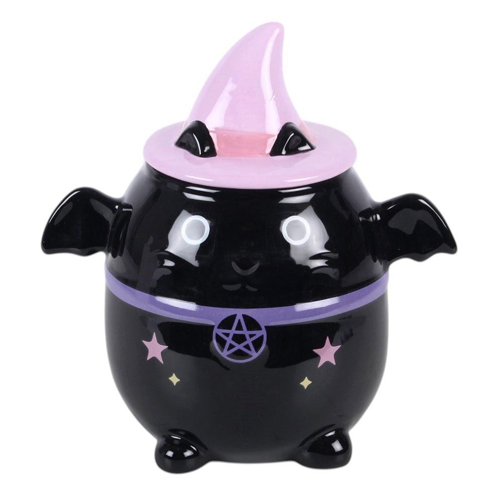 Something Different Duftlampe Kawaii Hexelkessel Duftlampe schwarz Keramik Fledermaus mit Hexenhut