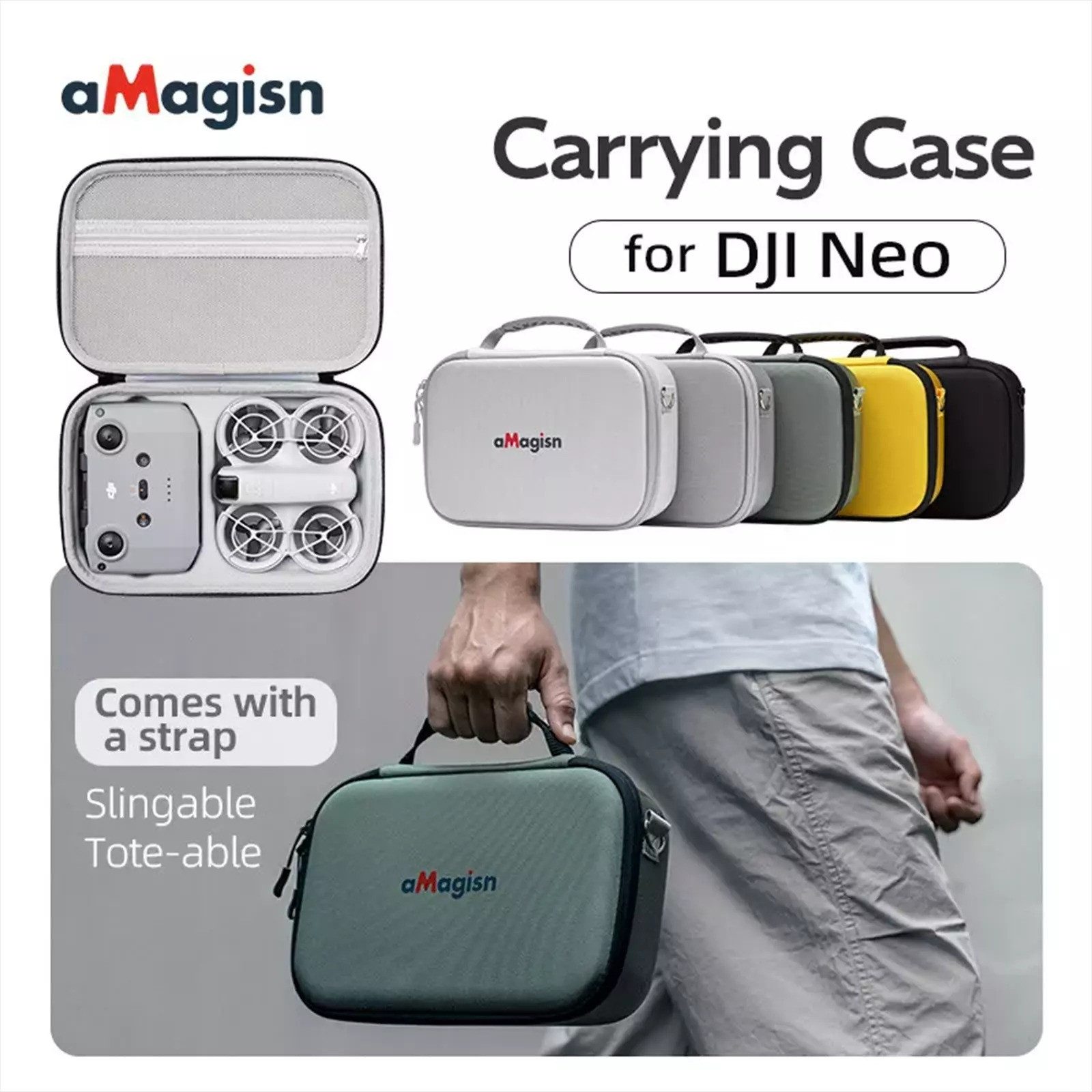 aMagisn Drohnen-Tasche Koffer für DJI Neo Wasser-und staubdicht mit Schultergurt