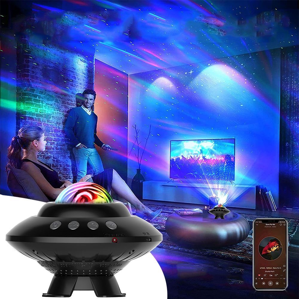 XERSEK LED-Sternenhimmel LED Sternenhimmel Projektor Lampe Nachtlicht Galaxy Bluetooth, Timmer, Eingebautem Musiklautsprecher Sternenlicht Wasserwellen Nachtlichter Timer für Party Weihnachten Ostern Halloween Kinder Zimmer, LED wechselbar, Sternenhimmel