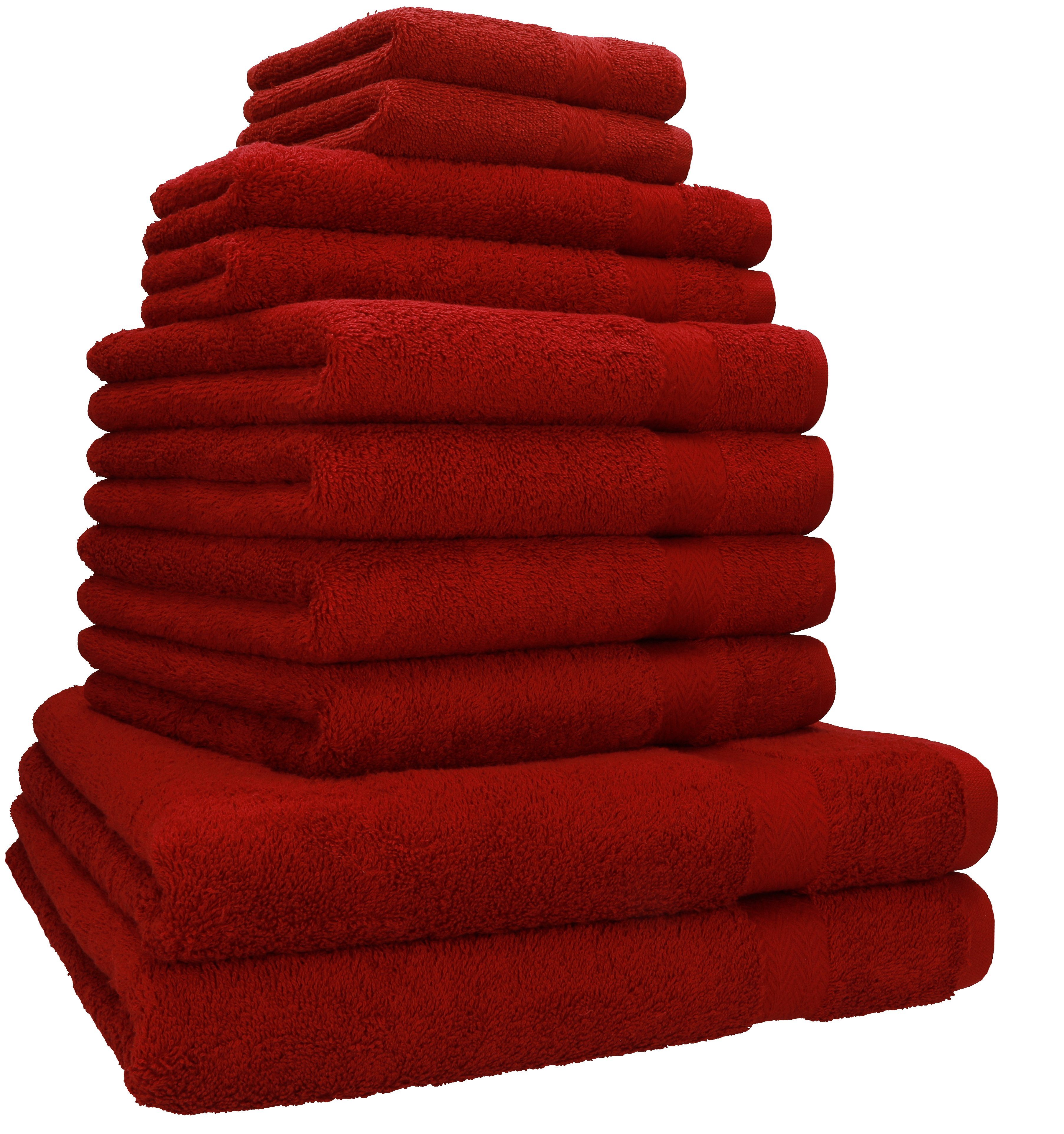 Baumwolle (10-tlg) Classic 100% 2 Gästetücher Handtuch-Set 10-TLG. 4 100% Baumwolle, 2 Betz Duschtücher 2 Seiftücher, Set Handtuch dunkelrot Handtücher
