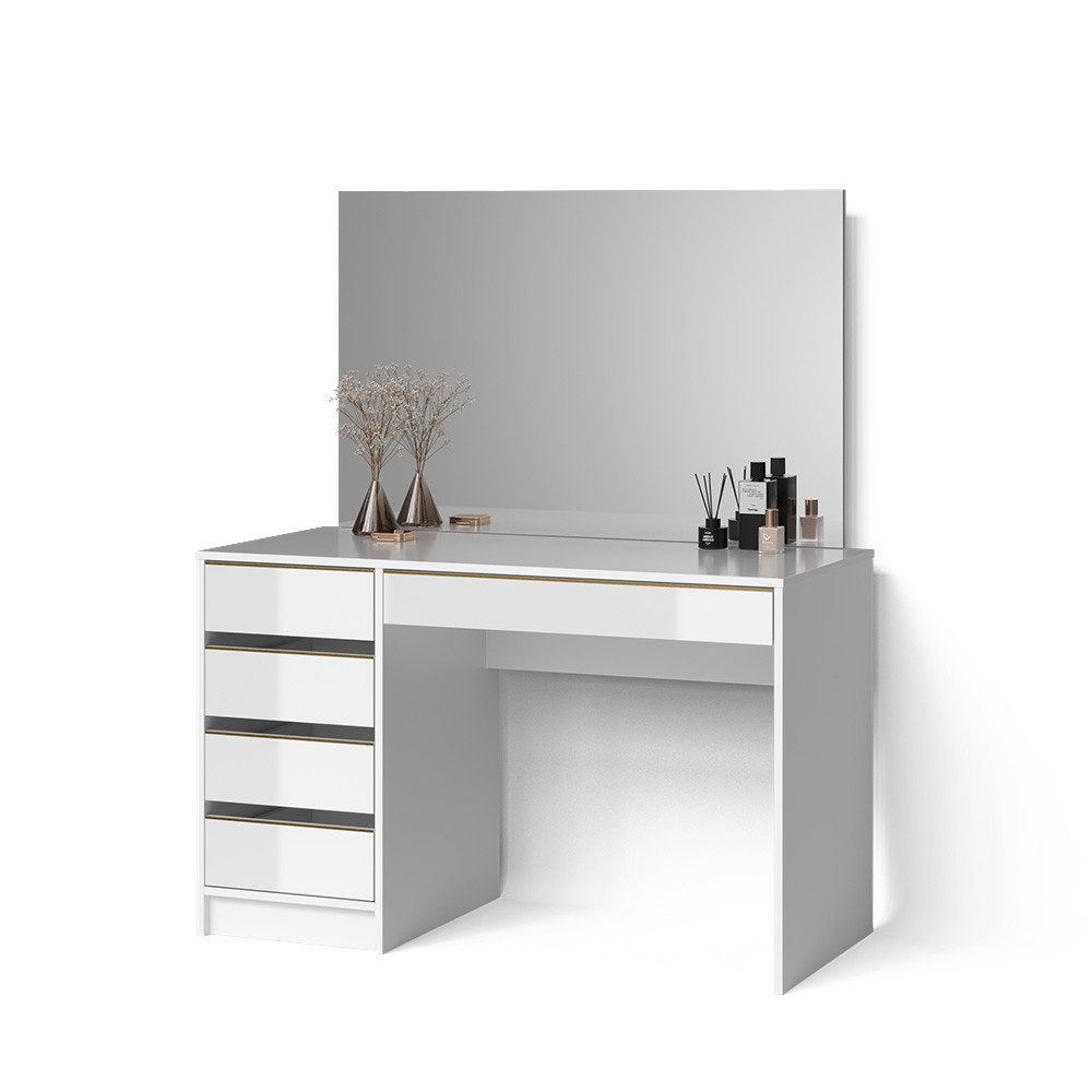 Livinity® Schminktisch Imola, Weiß/Gold/Gold, 120 cm mit Spiegel günstig online kaufen