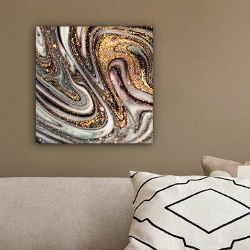 OneMillionCanvasses® Leinwandbild Marmoroptik - Gold - Glitter - Luxus - Marmor - Weiß, (1 St), Leinwand Bilder für Wohnzimmer Schlafzimmer