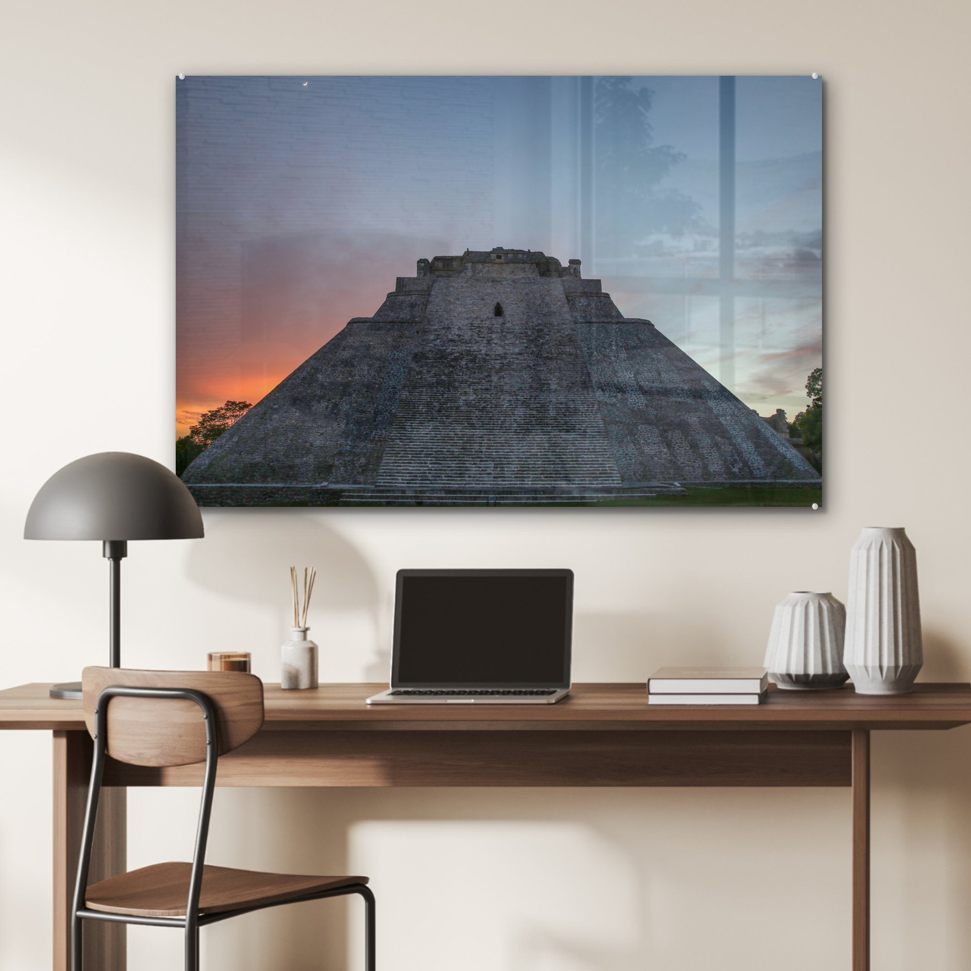 MuchoWow Acrylglasbild St), & - Acrylglasbilder Itzá Schlafzimmer (1 Mexiko, - Wohnzimmer Chichén Pyramide
