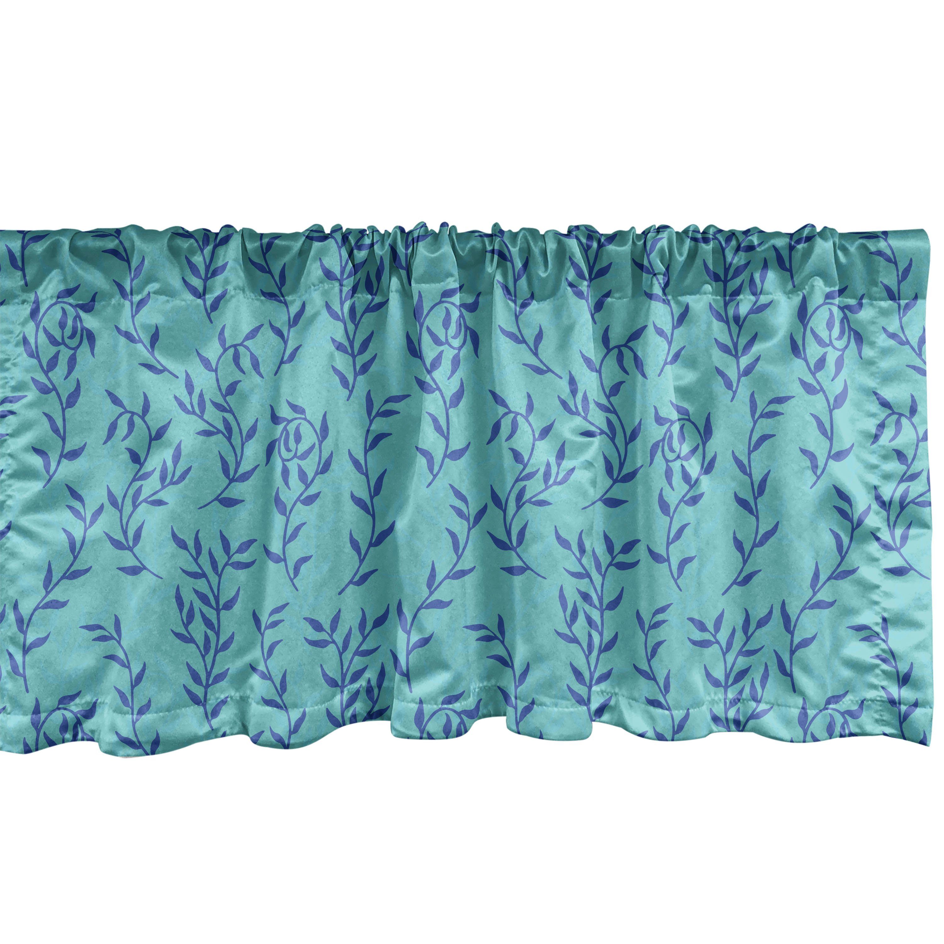 Scheibengardine Vorhang Volant für Küche Schlafzimmer Dekor mit Stangentasche, Abakuhaus, Microfaser, Botanisch Aquatic Liana Aufstriche