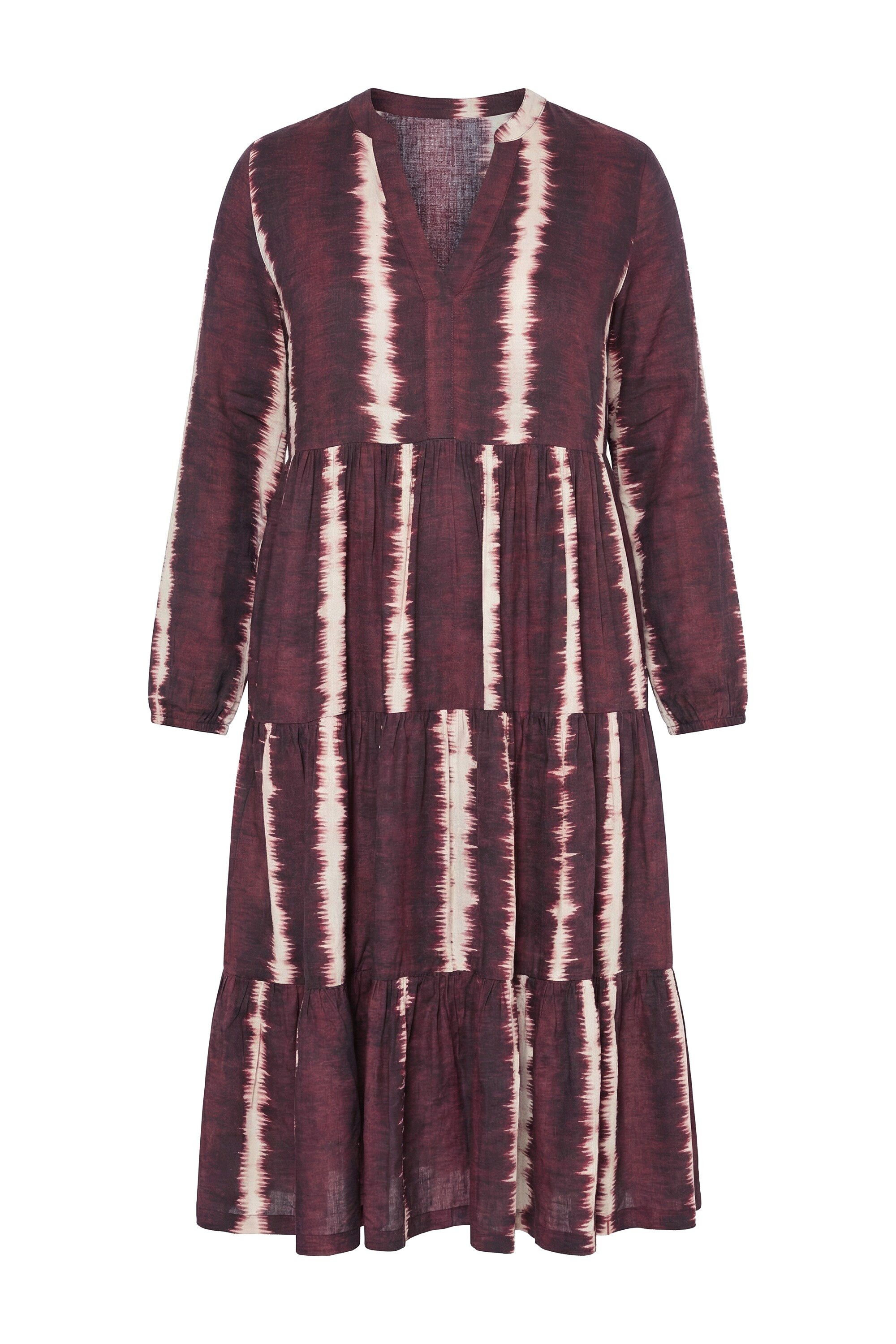 Studio Untold Maxikleid Midikleid Batik V-Ausschnitt Volants günstig online kaufen