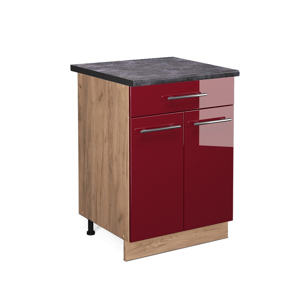 Vicco Unterschrank Fame-Line, Bordeaux Hochglanz/Goldkraft Eiche, günstig online kaufen