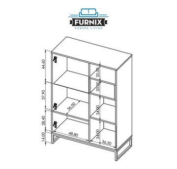 Furnix Vitrine RELIO WIT90 Highboard mit Metallgestell Weiß o. Artisan B90 x H130 x T40 cm