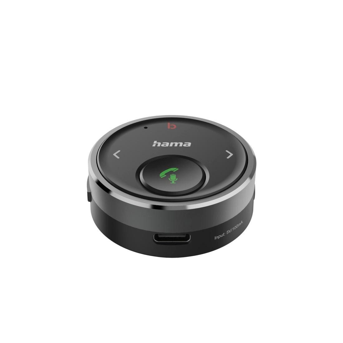 Hama Bluetooth adapter for cars, 3.5 mm plug, music, voice control, car adapter 3.5 mm jack to 3.5 mm jack, bass booster, multifunction button, hands-free function, AUX input