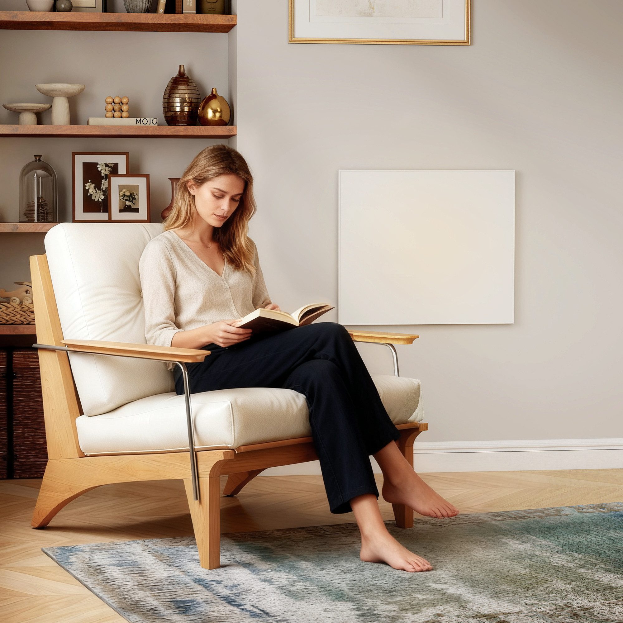 HOMCOM Heizlüfter Timer, LCD-Anzeige, 400 W, für Wohnzimmer, Schlafzimmer, Weiß