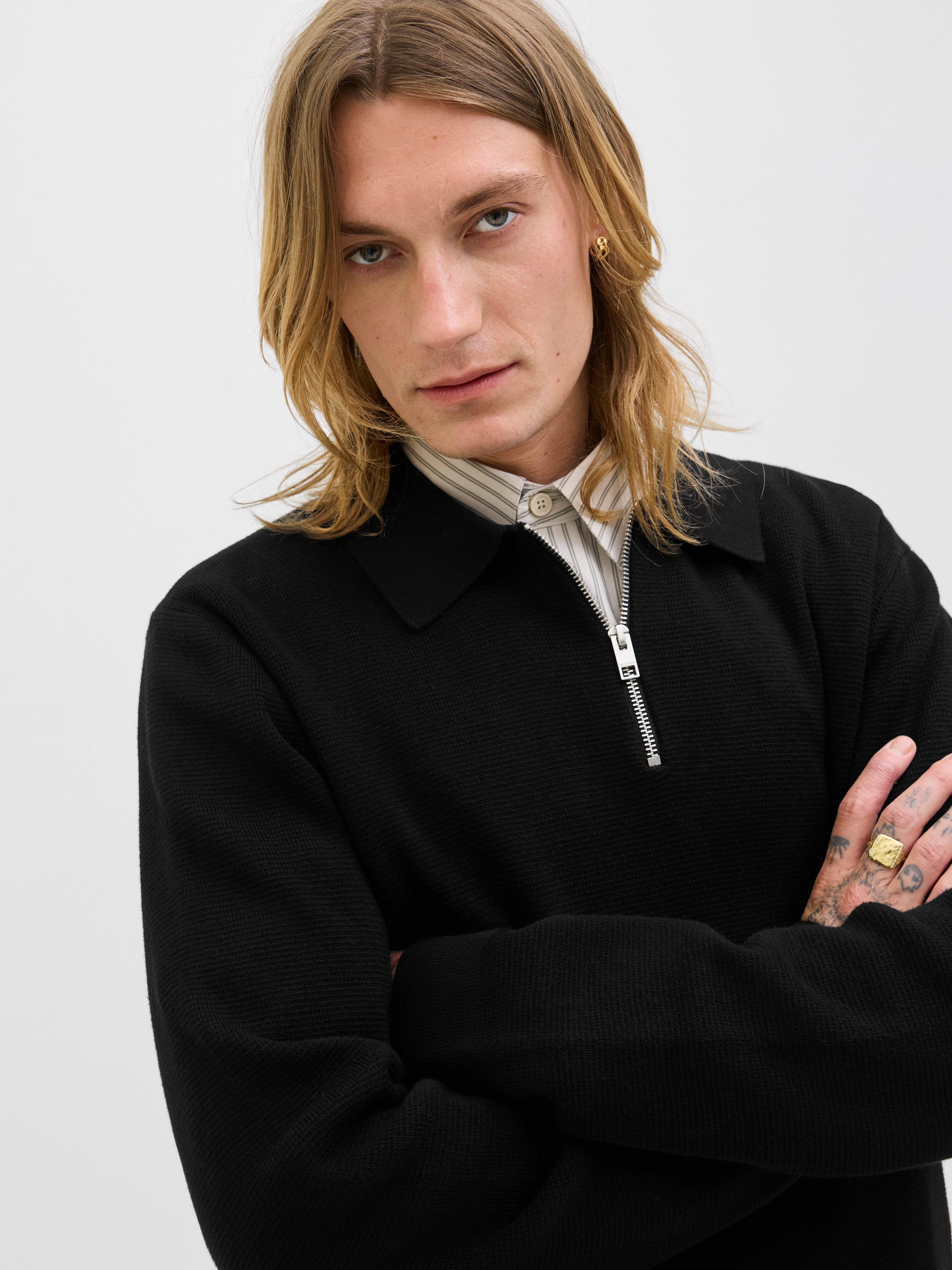 Jack & Jones Polokragenpullover JPRBLAMILANO STITCH KNIT ZIP POLO SN