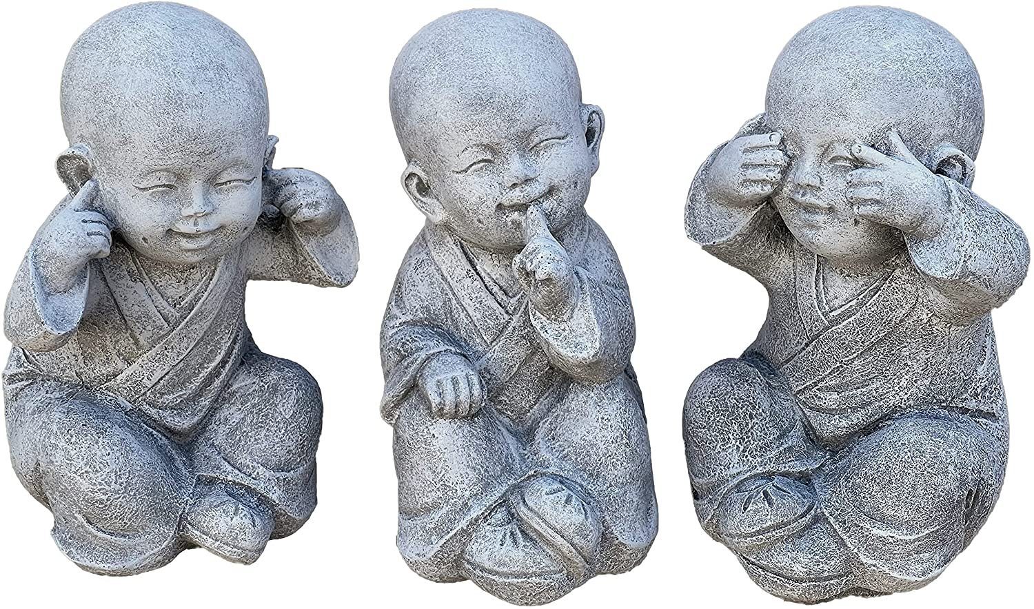 Mönche and Shaolin Gartenfigur Stone Style 3er gross