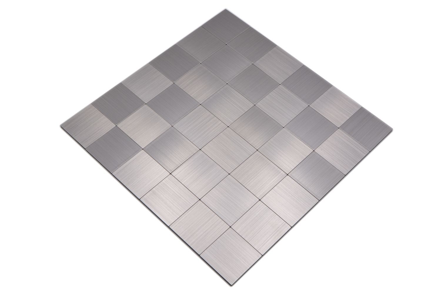 Mosani Wandfliese 10 Stk selbstklebende Mosaik Плитка Wanddekor, Aluminium Metall, Silber, Set, 10-teilig 0,93 m², Spritzwasserbereich geeignet, Küchenrückwand Spritzschutz