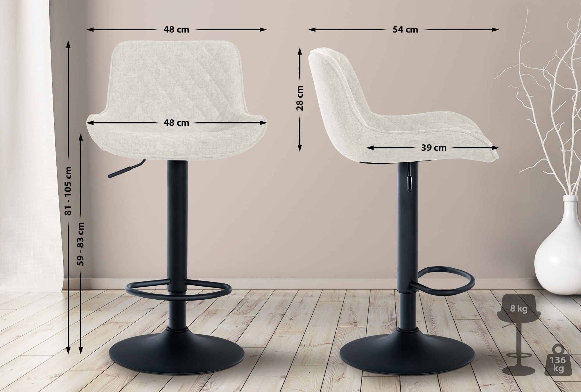 CLP Barhocker Minosa (2er Set, 2 St., 2er), um 360° drehbar und höhenverste günstig online kaufen
