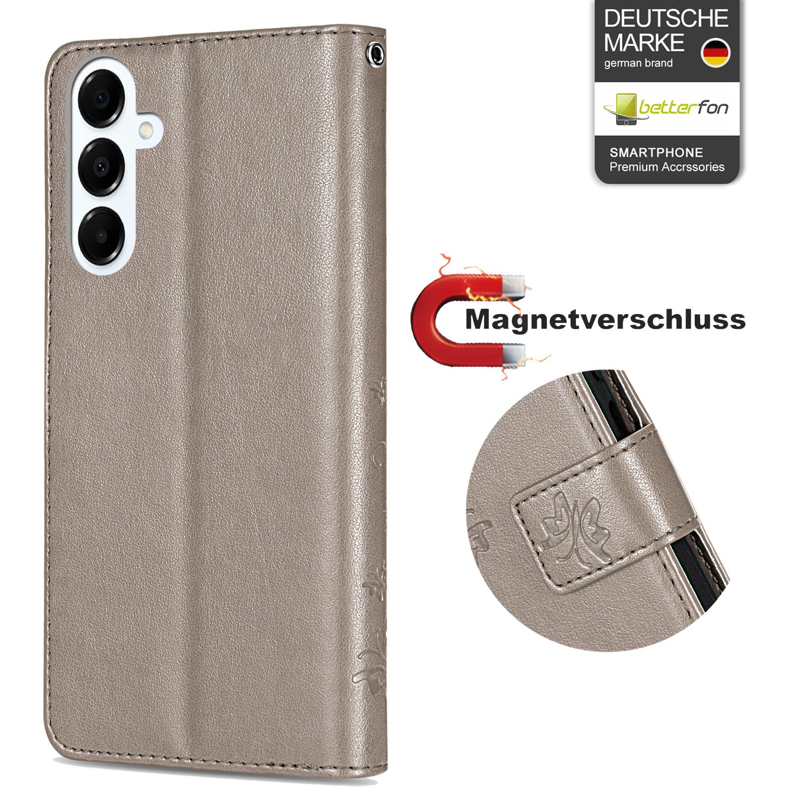 betterfon Handyhülle Handytasche für Samsung Galaxy A17 5G Klapphülle mit Kartenfächern, Bookstyle-Hülle mit Magnetverschluss, Smartstand & Kunstleder