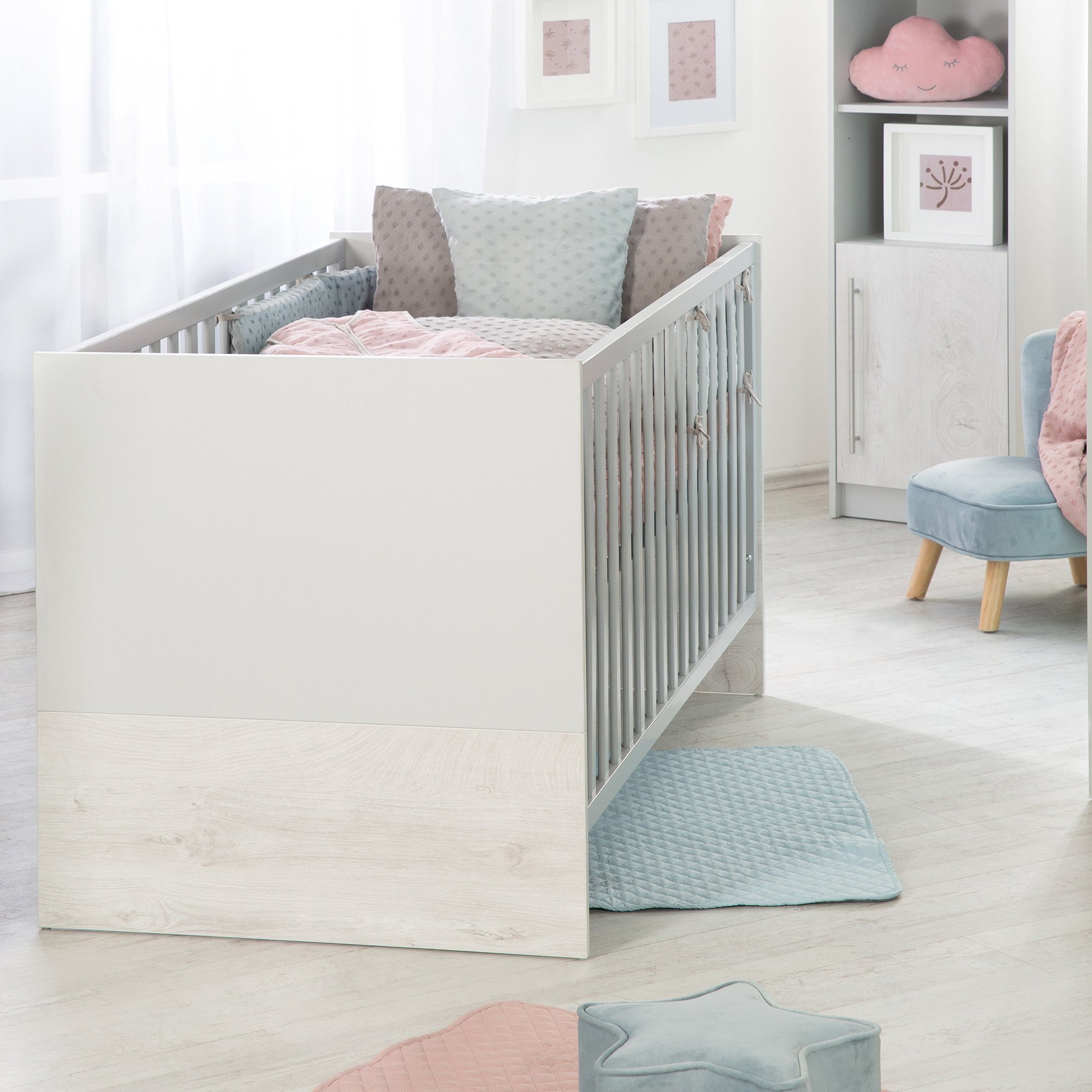 roba® Babybett Maren 2, Gitterbett, höhenverstellbar, zum Juniorbett umbaubar