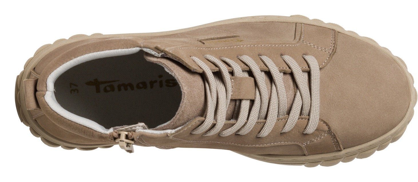 Schaftrand Tamaris mit Sneaker gepolstertem taupe