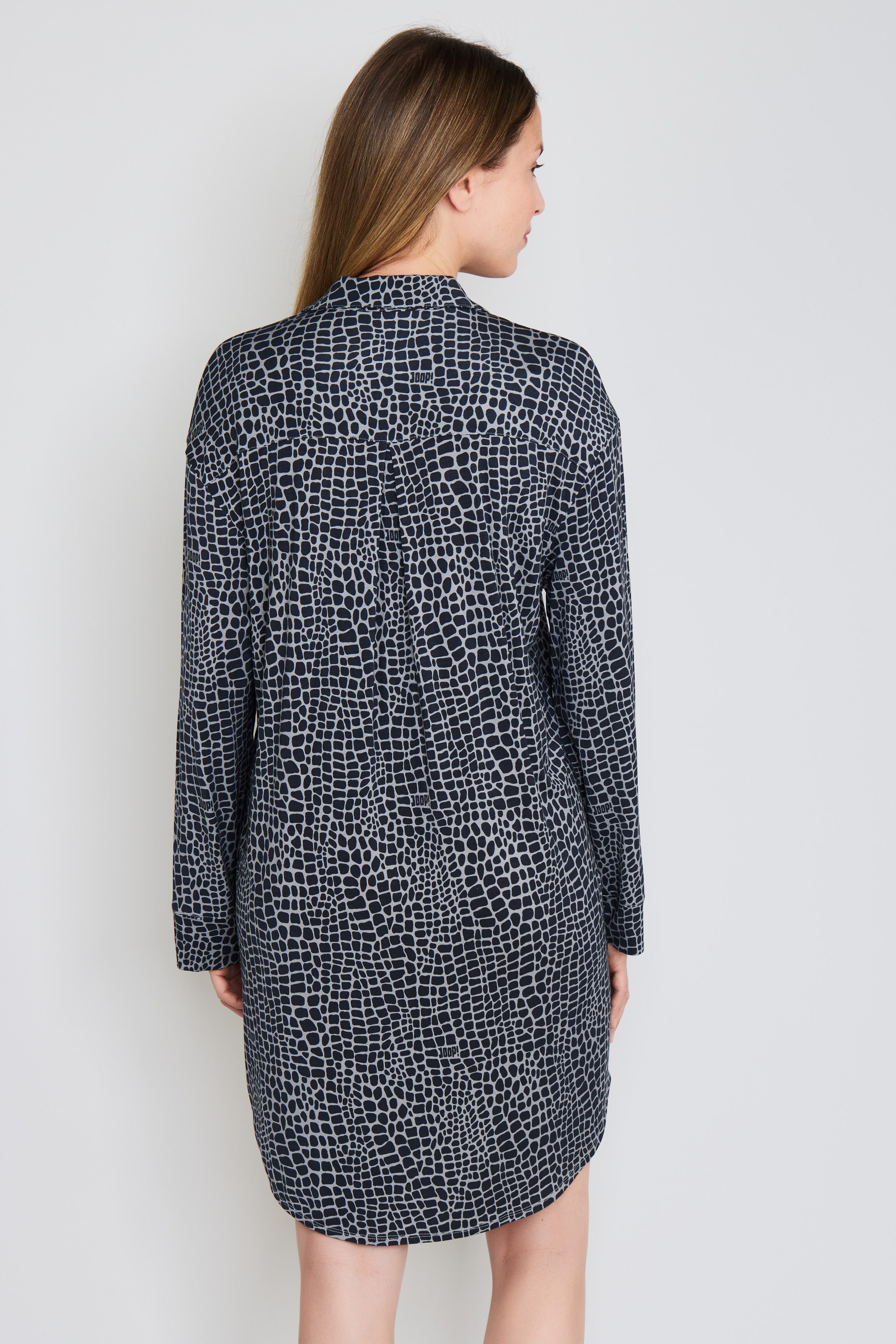 JOOP! Nachthemd Luxe Modal Printed im Animalprint-Design, Reverskragen, lange Ärmel