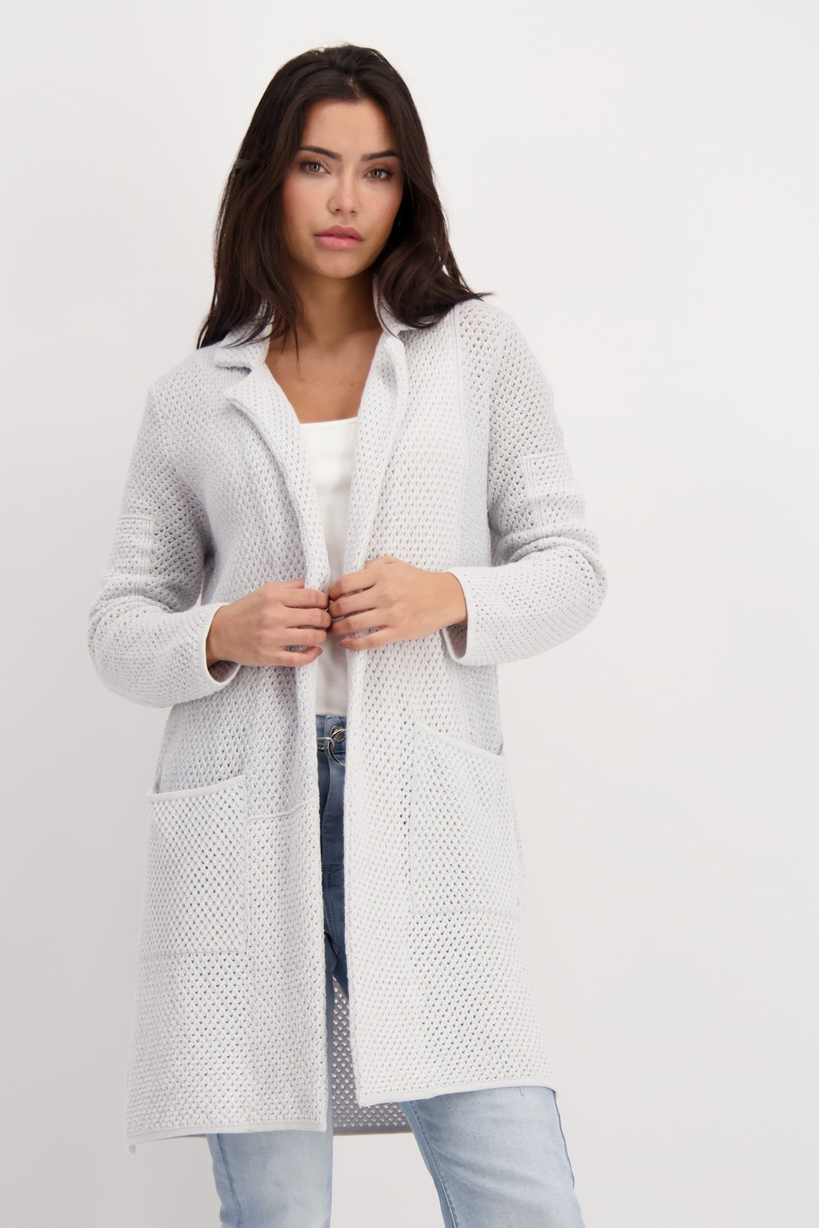 Monari Strickpullover Strickjacke, cloudy grey