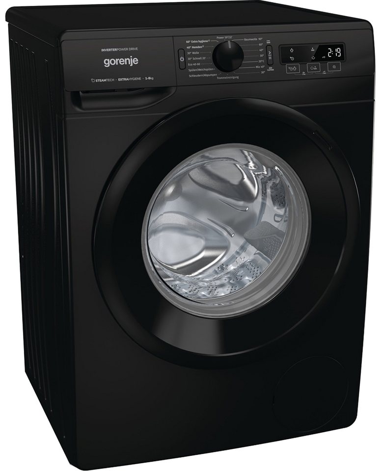 GORENJE Waschmaschine WNPI84APSB, 8,00 kg, 1400 U/min, AquaStop, LED  Display, 16 Programme, Festlegung der Lieblingsprogramme