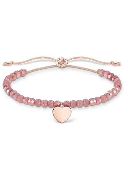 THOMAS SABO Armband rosa Perlen mit Herz, roségold, A1985-813-9-L20V, A1985-893-9-L20V, mit Rosenquarz oder Jaspis