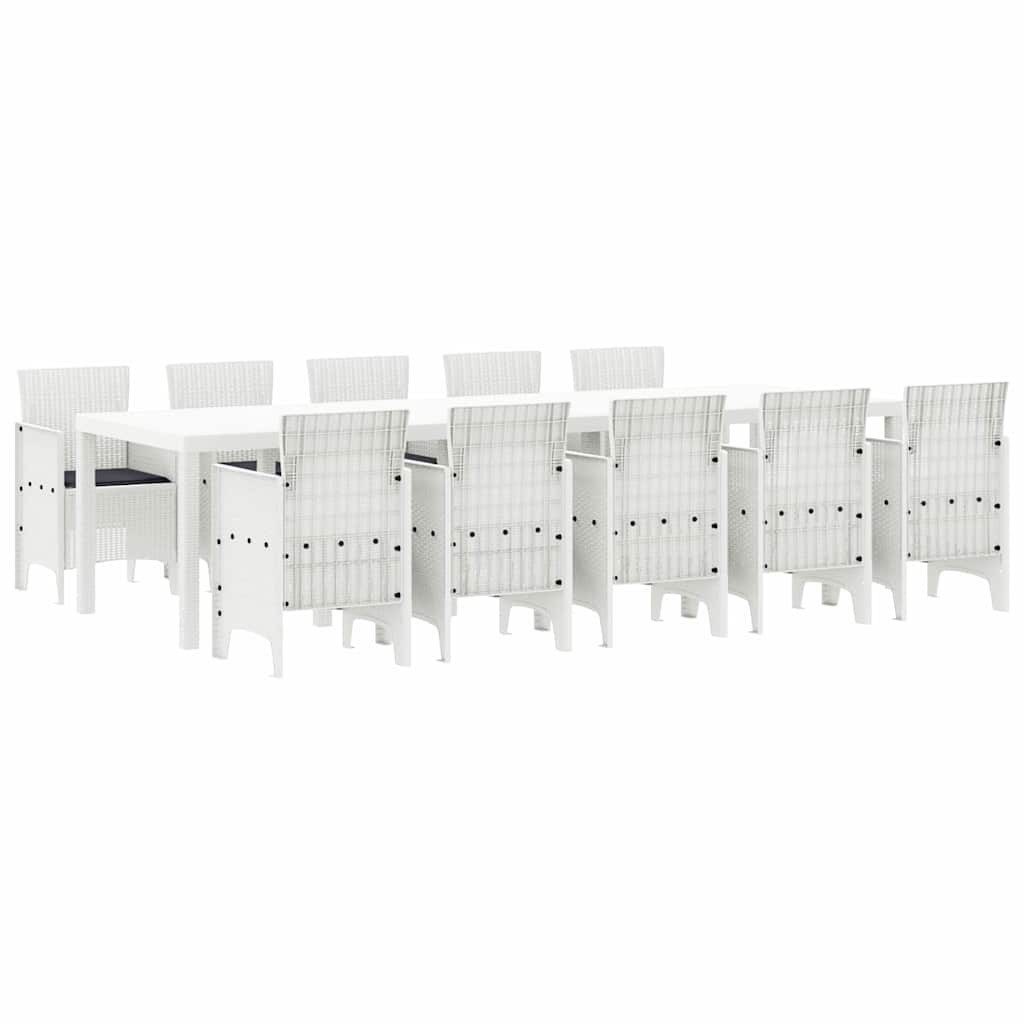vidaXL Gartenlounge-Set Garten Essgruppe 11 pcs Weiß Poly Rattan und Aluminium, (11-tlg)