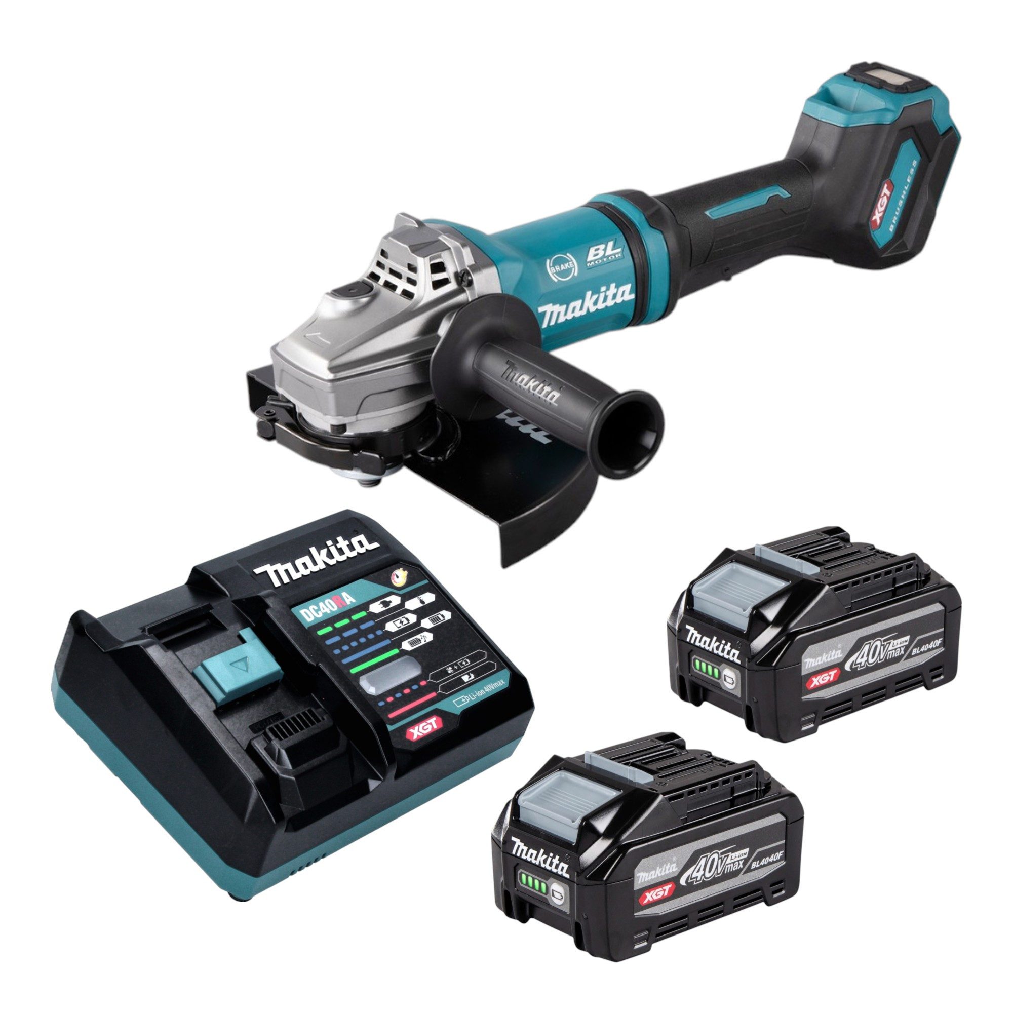 Makita Akku-Winkelschleifer GA 038 GU201 40 V max. 230 mm Brushless + 2x Akku 4,0 Ah + Ladegerät