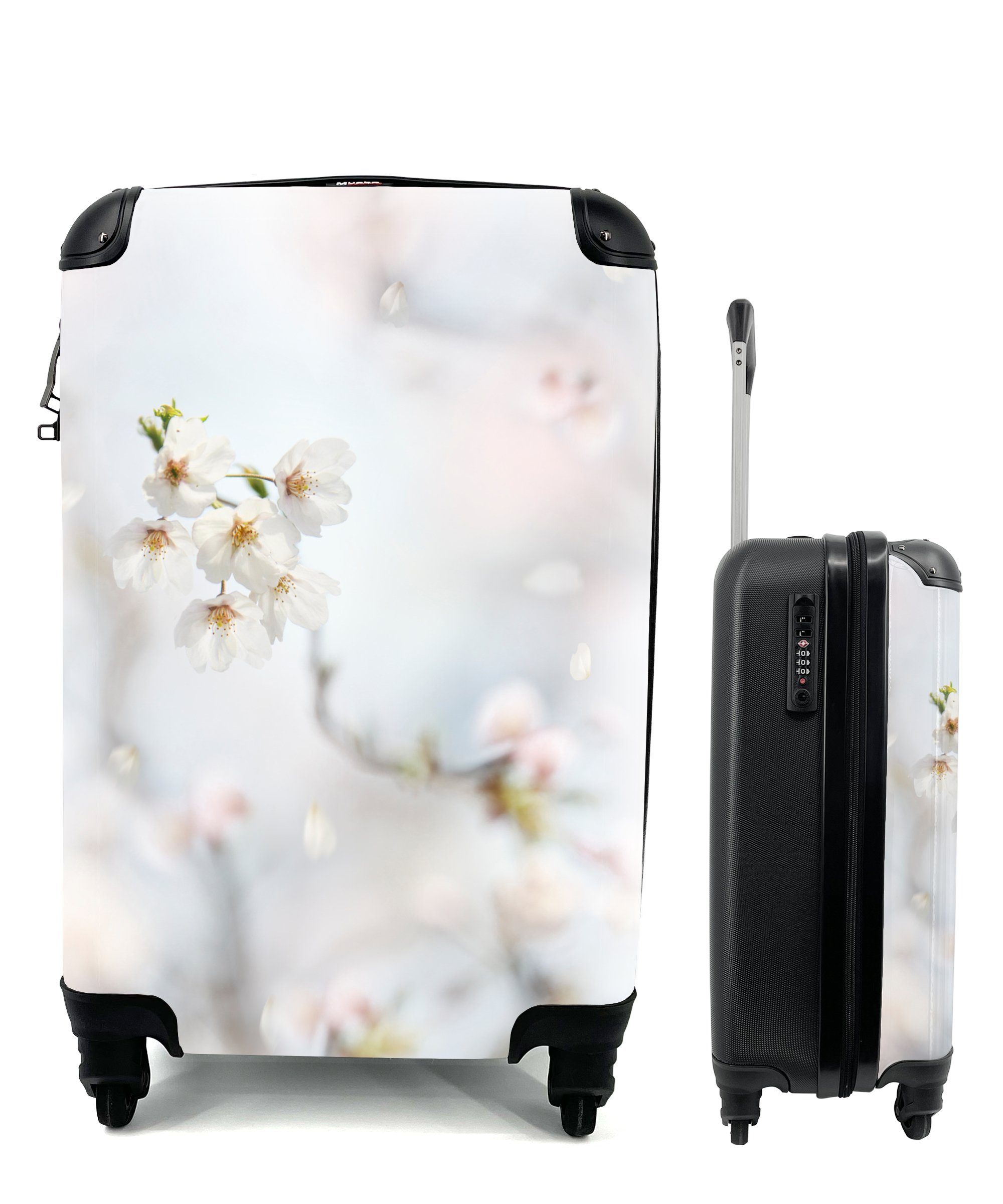 MuchoWow Handgepäckkoffer Sakura - Abstrakt - Farben, 4 Rollen, Reisetasche mit rollen, Handgepäck für Ferien, Trolley, Reisekoffer