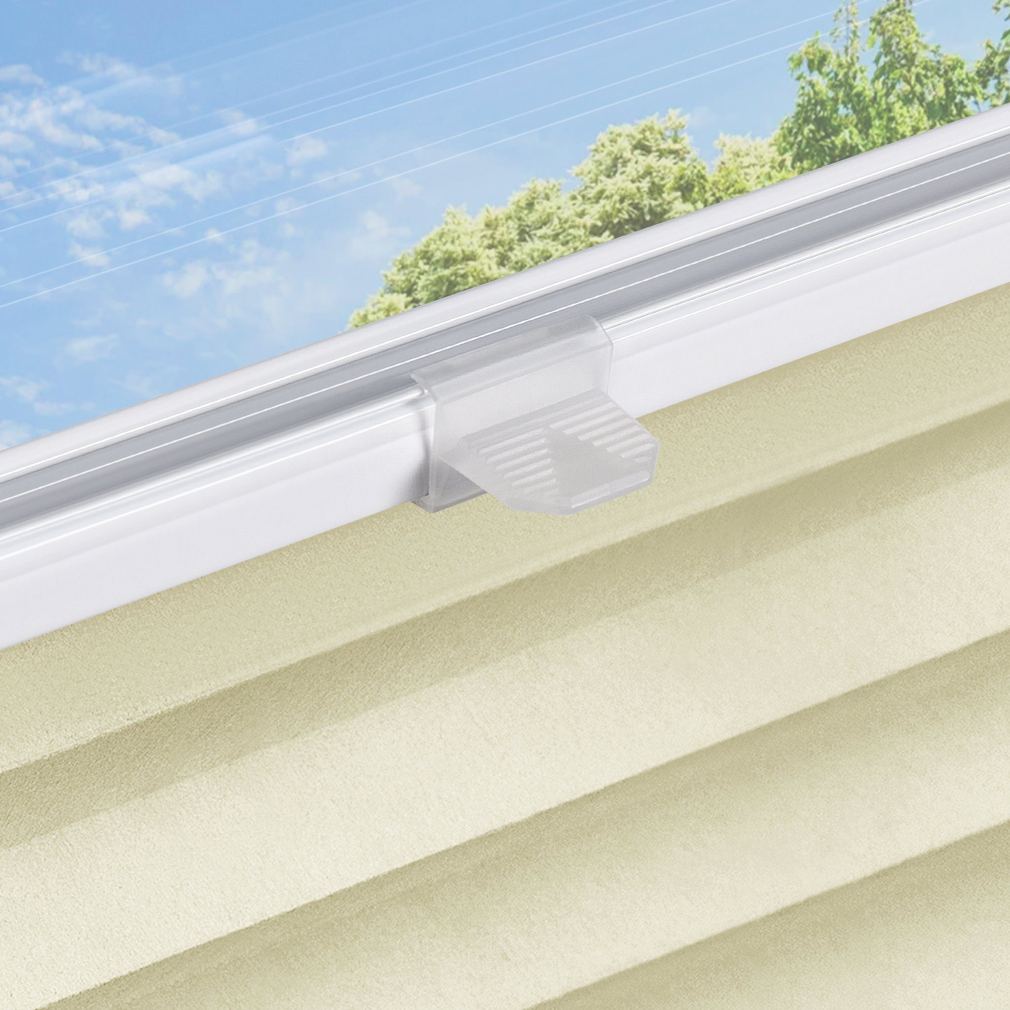 jalousiescout Plissee Pure Plissee Basic, 60 x 110 cm, creme, halbtransparent, ohne Bohren, klemmen, Klemmfix, halbtransparent, Polyester-Stoff ohne Bohren