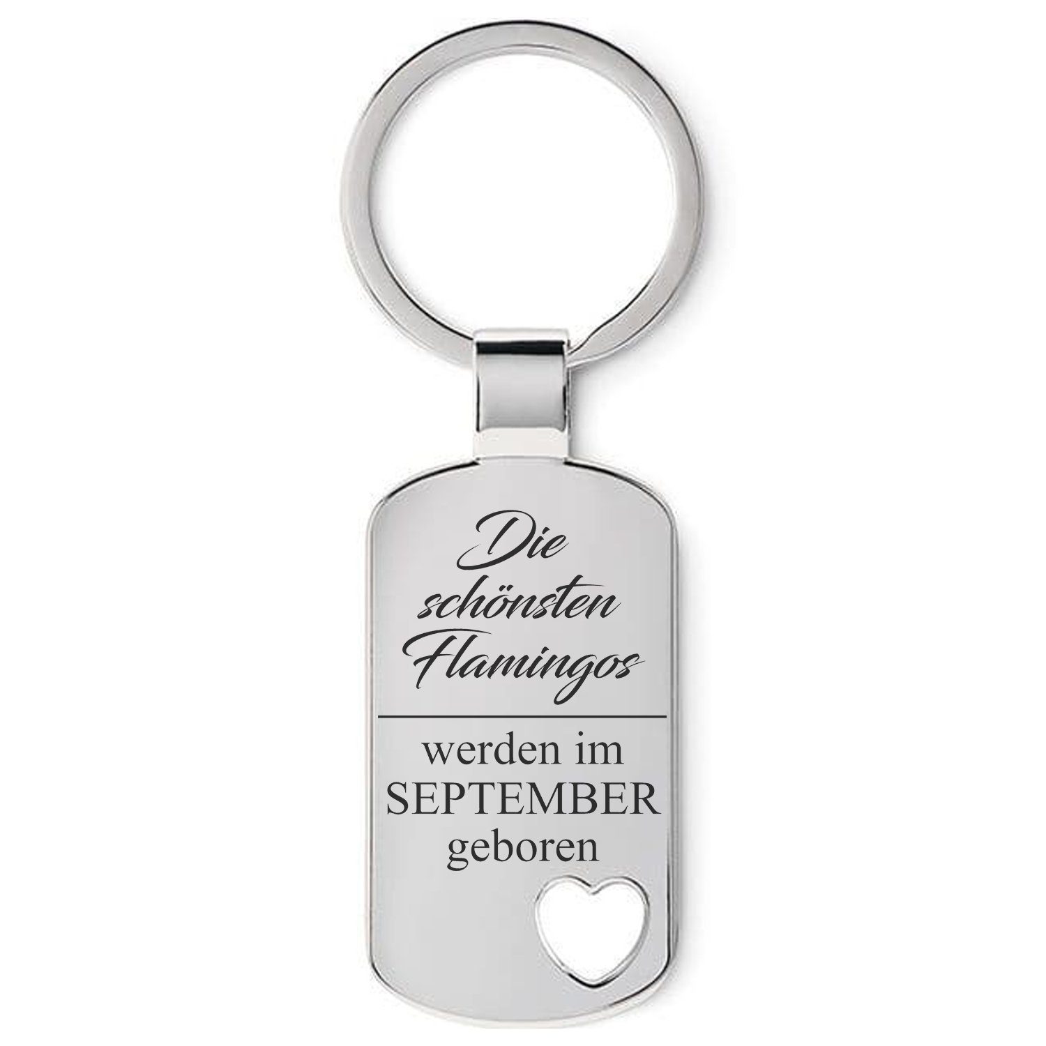 Lieblingsmensch Schlüsselanhänger Die schönsten Flamingos-September-ein tolles Geschenk&Glücksbringer (Schlüsselanhänger mit Gravur, inklusive Schlüsselring), Robuste und filigrane Lasergravur