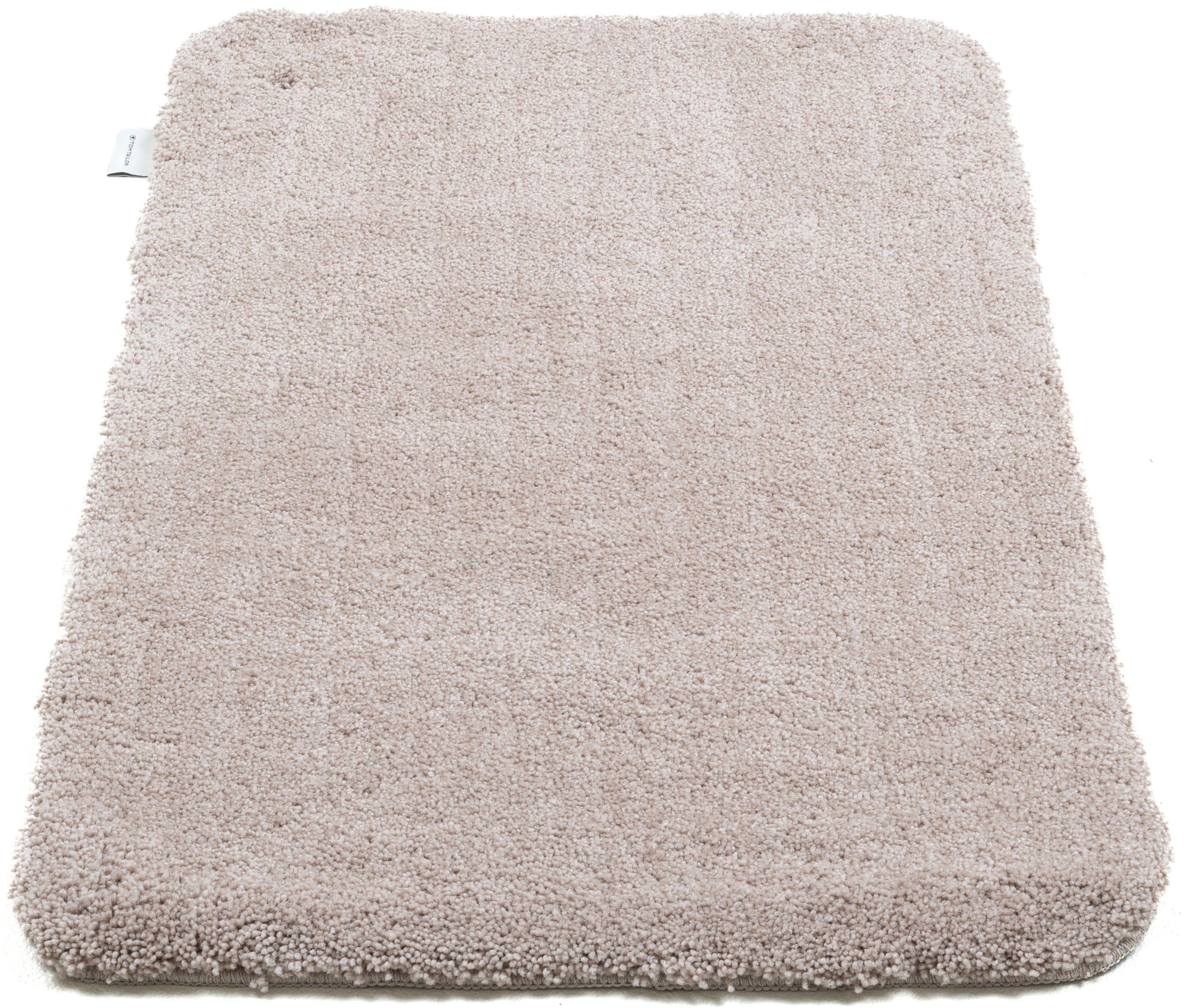 TOM TAILOR HOME Badematte Cozy Bath UNI, Höhe 27 mm, rutschhemmend beschichtet, fußbodenheizungsgeeignet, Polyester, rechteckig, Badteppich, Uni Farben, rechteckig, rund und oval erhältlich