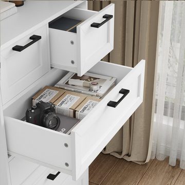HOMECHO Kommode, Weiß Schlafzimmer Kommode mit 6 Schubladen Hoch Sideboard