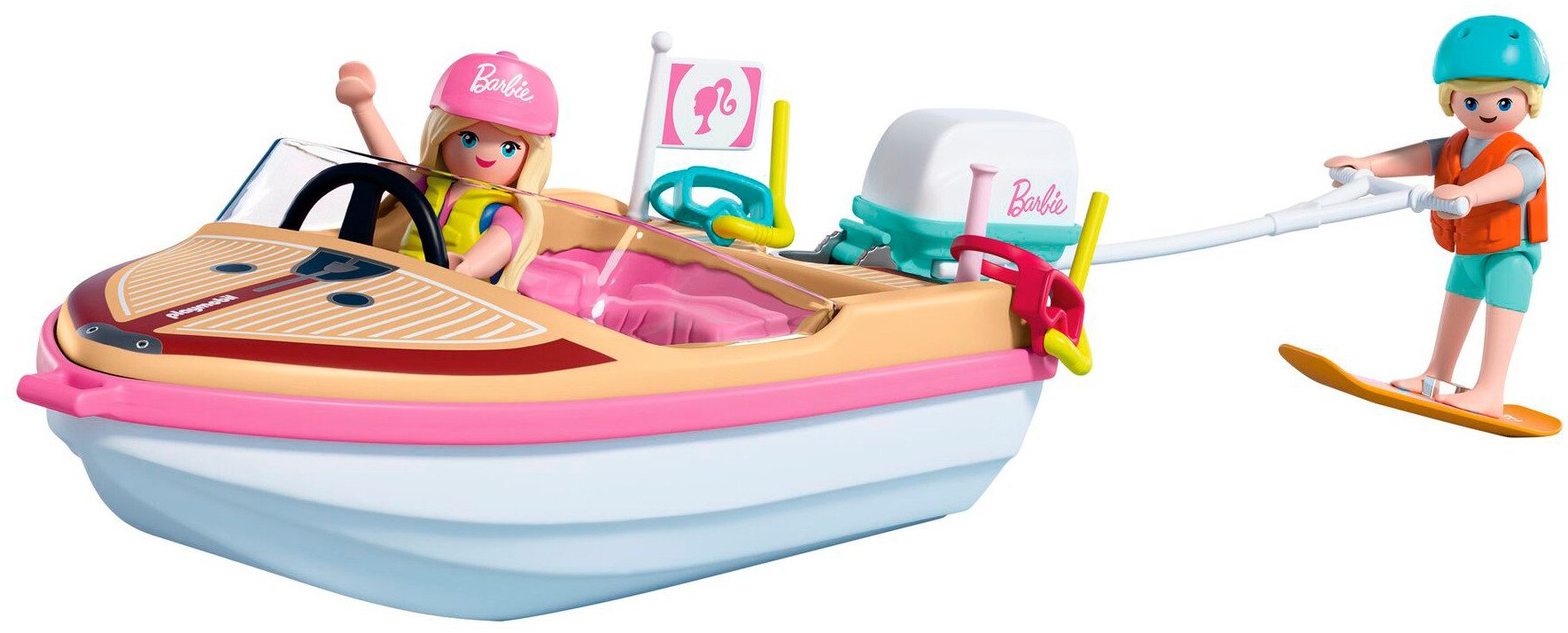Playmobil® PLAYMOBIL x Barbie™ Abenteuerboot (72122), Barbie™ Konstruktions-Spielset, (21 St), Made in Europe