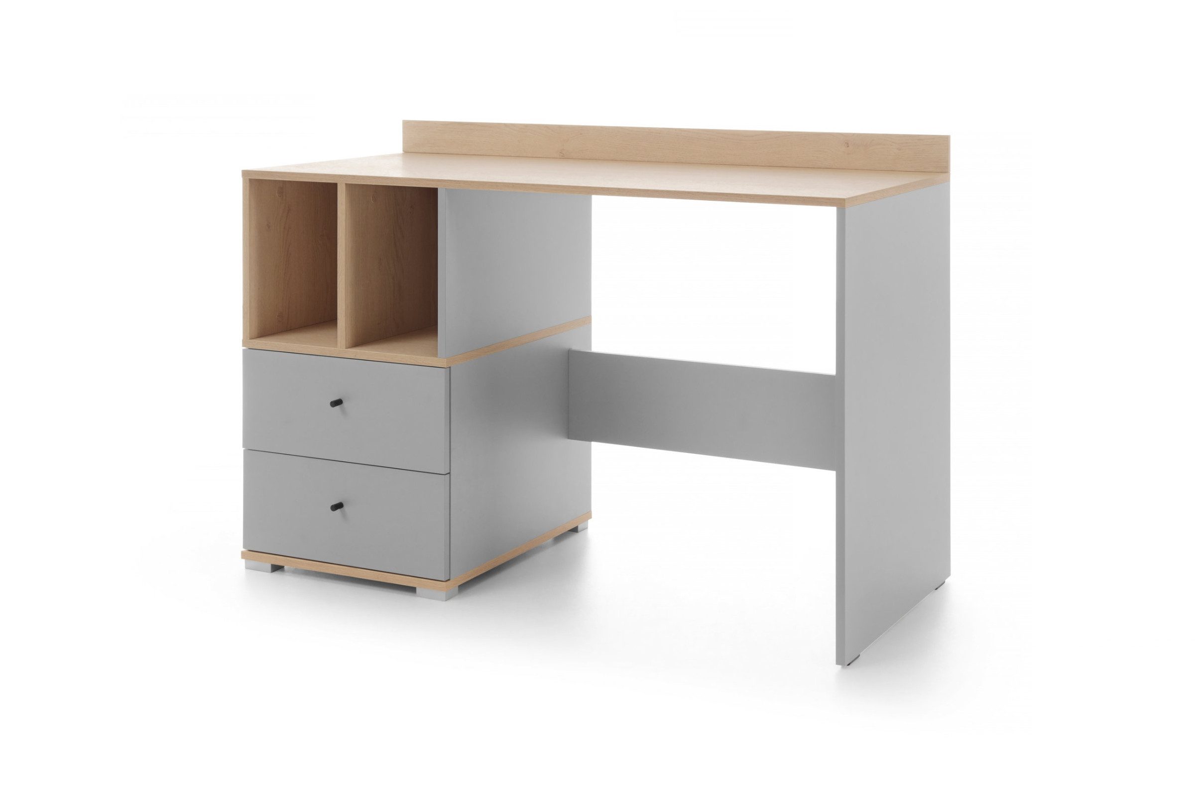 Deine Möbel 24 Kinderschreibtisch OLAF 05 Schreibtisch 120 cm breit (Set, 3-St., mit Schubladen Stauraum), OLAF Kollektion Kinderzimmer Jugendzimmer Grau Eiche