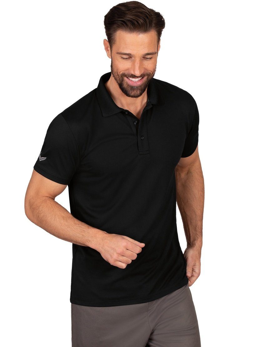 Trigema Poloshirt mit TRIGEMA Polyester schwarz aus Knopfleiste Poloshirt