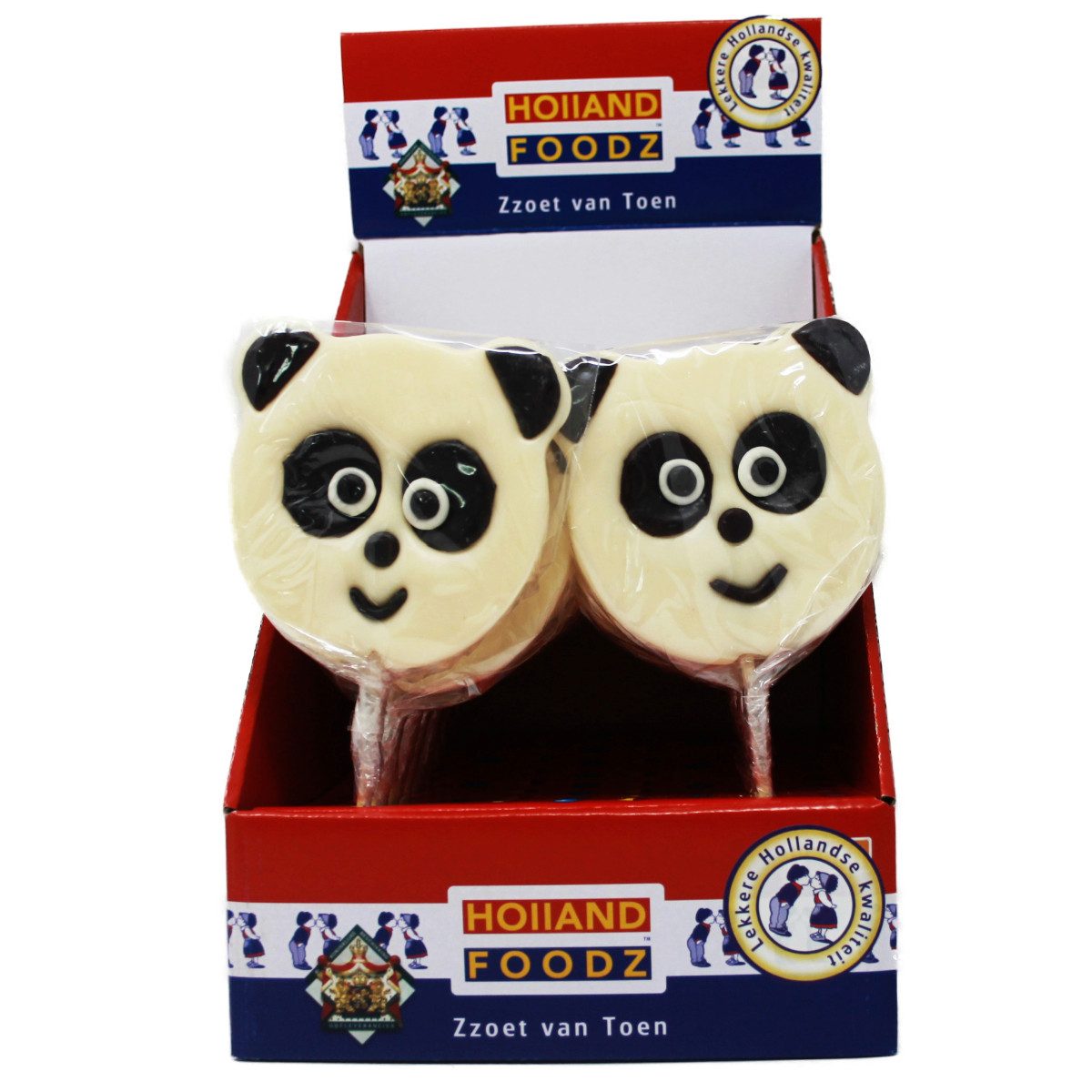 Holland Foodz Süßigkeit, Holland Foodz Panda Lutscher in schwarz weiß 100g 17er Display