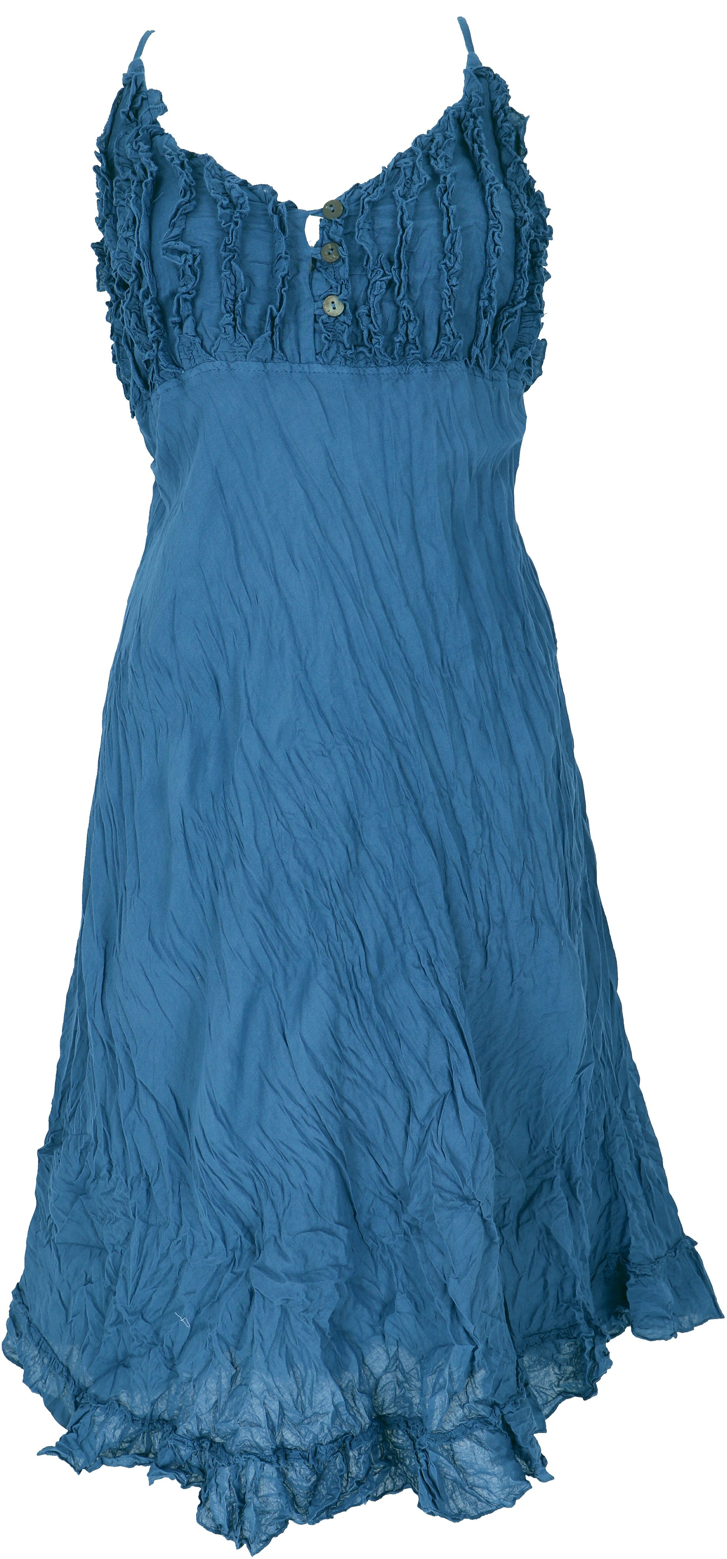 Guru-Shop Midikleid blau Boho Bekleidung Sommerkleid, alternative Krinkelkleid,.. luftiges