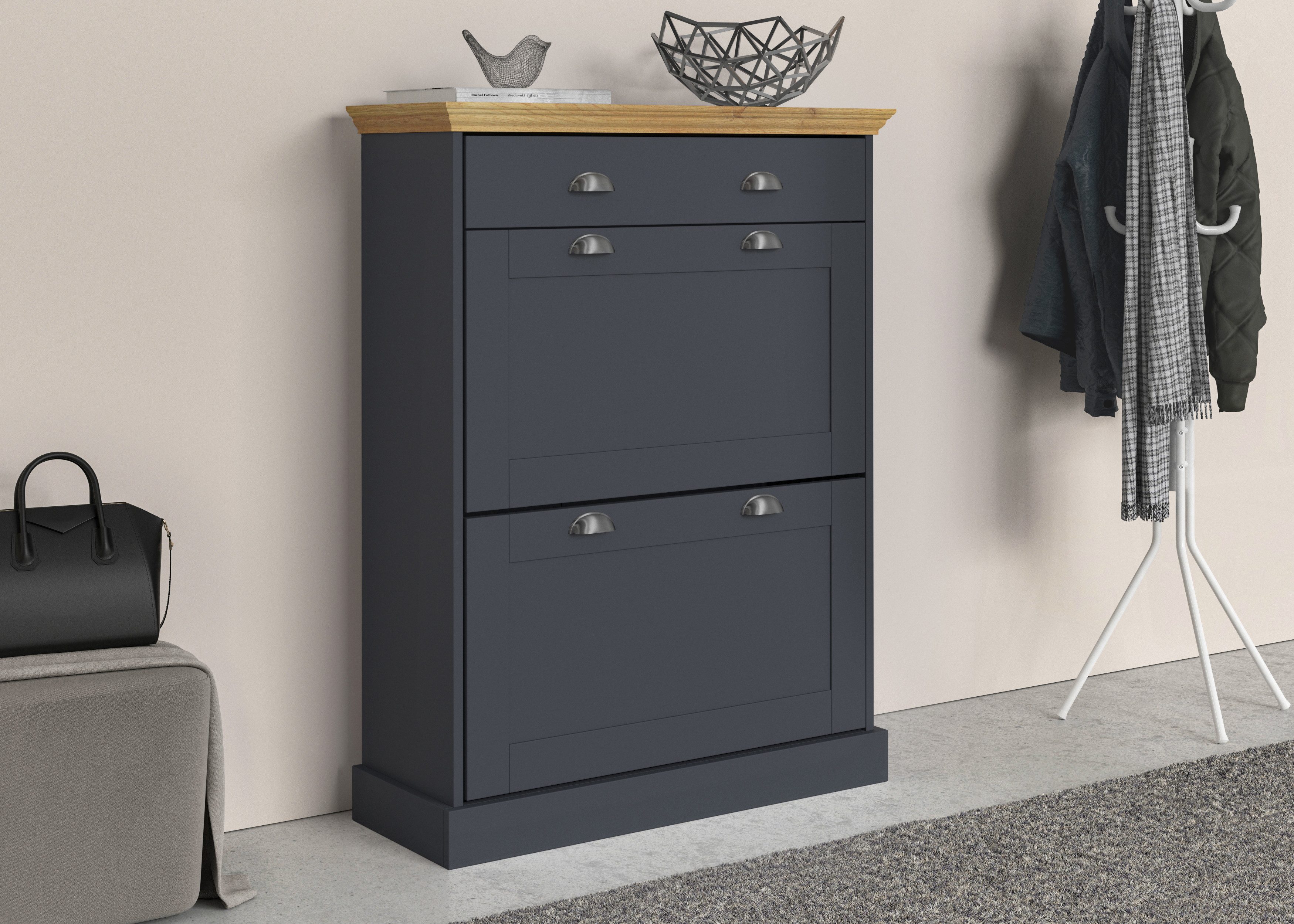 OTTO home Schuhschrank Motala mit 2 Klappen u. 1 Schublade, Platz für 12-14 paar Schuhe, Höhe 105 cm