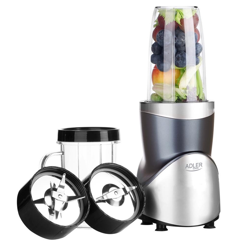 Adler Smoothie-Maker AD 4084, Mixer Smoothie Set, Standmixer, Blender elektrisch, silber