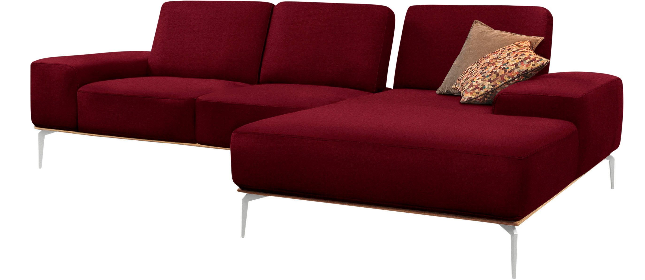 in Ecksofa Holzsockel, 279 mit elegantem cm W.SCHILLIG run, glänzend, Chrom Breite Füße