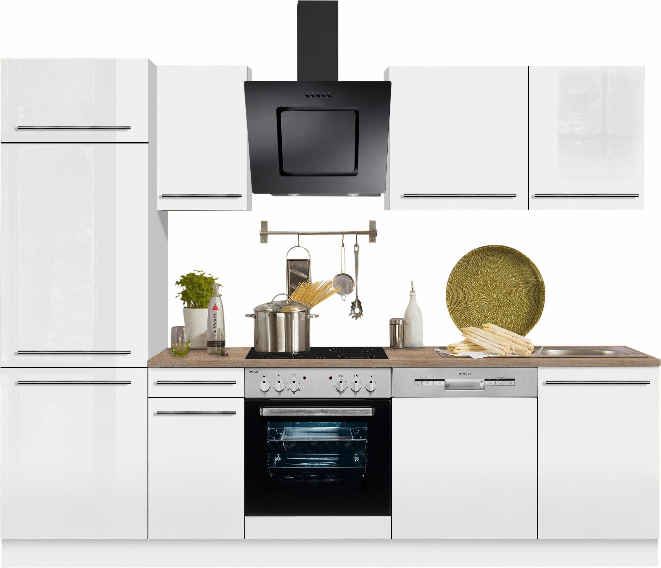 OPTIFIT Küchenzeile Bern, Breite 270 cm, gedämpfte Türen, wahlweise mit E-Geräten weiß Hochglanz/weiß-eiche hell | weiß Hochglanz | weiß | Küchenzeilen ohne Geräte