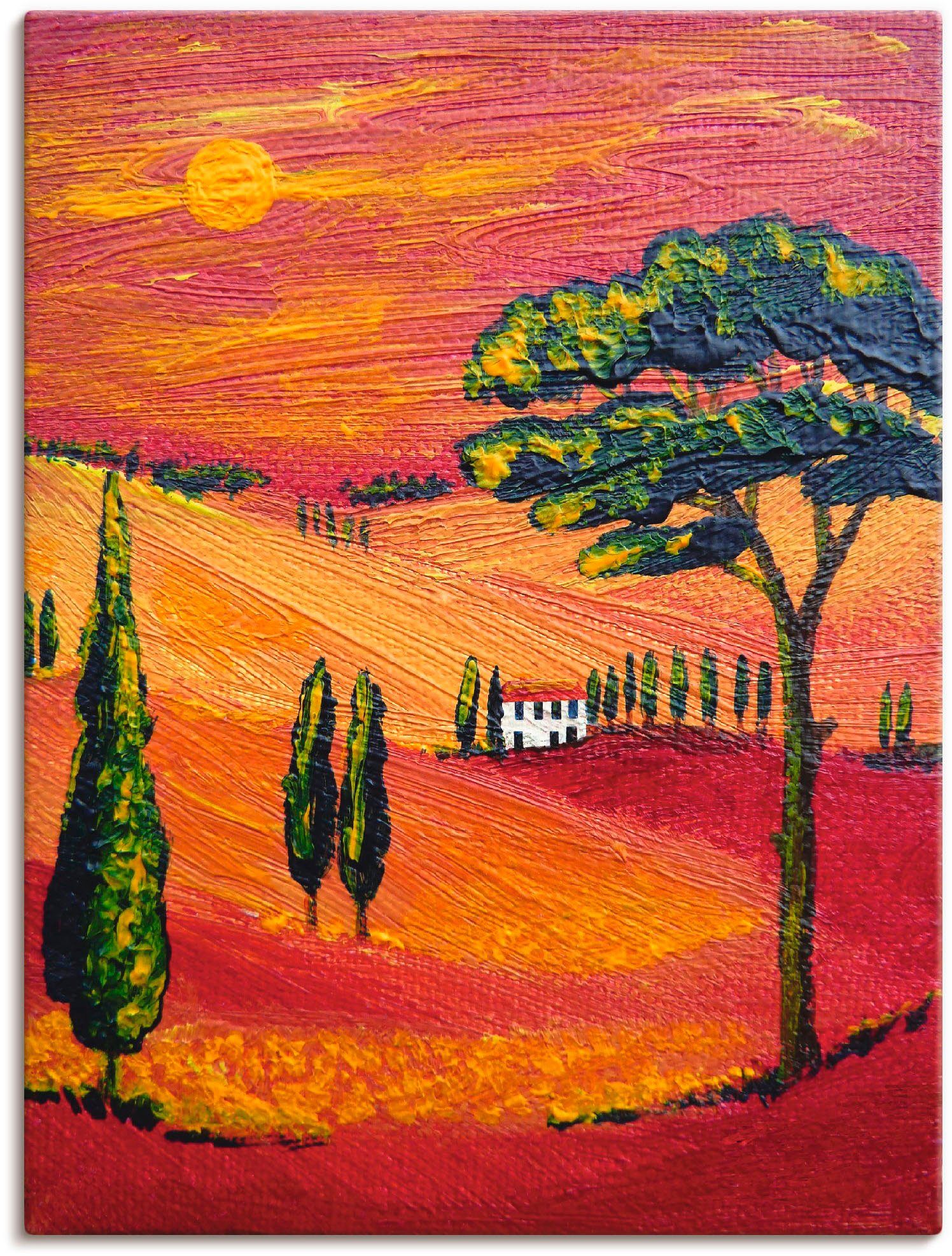 Artland Wandbild Irgendwo in der Toskana/Toscana, Sonnenaufgang & -untergang (1 St), als Alubild, Leinwandbild, Wandaufkleber oder Poster in versch. Größen