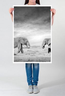 Sinus Art Poster Naturfotografie 60x90cm Poster Zwei Elefanten in der Wildnis Kenia Afrika