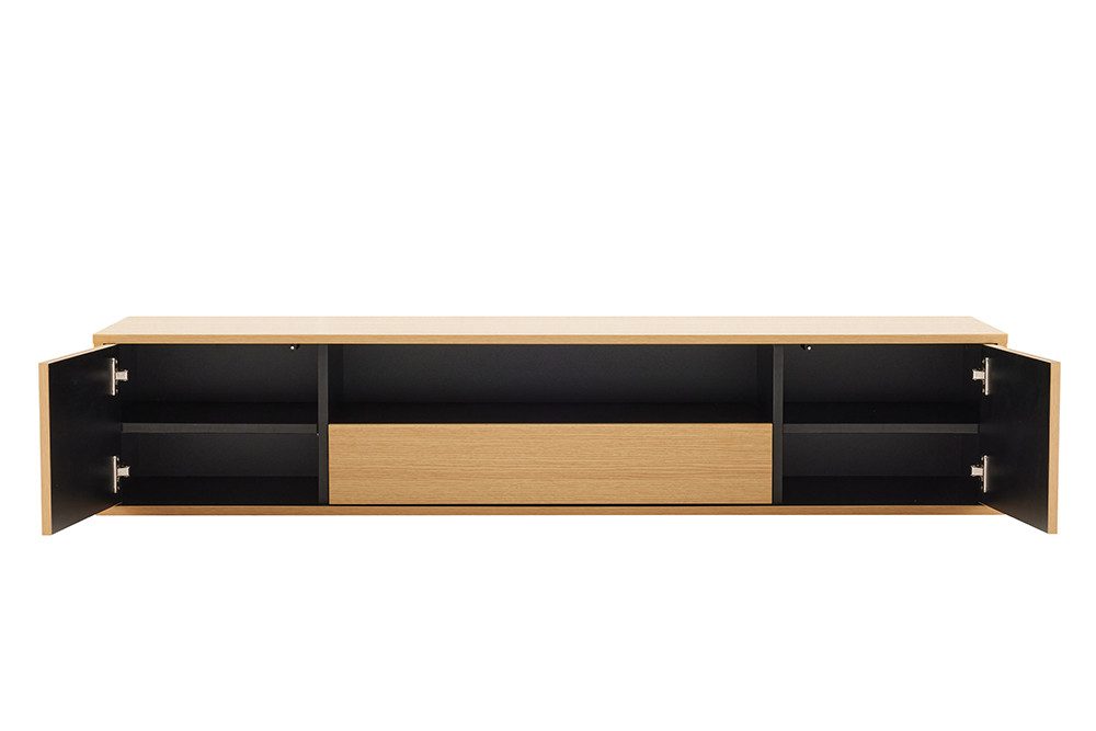 riess-ambiente TV-Board LOFT 150cm natur/schwarz - hängend, Eichen-Design, 5 Fächer, Schublade (Einzelartikel, 1 St), Sideboard mit Ablage & Stauraum- ideal für Flur, Wohnbereich & TV-Ecke