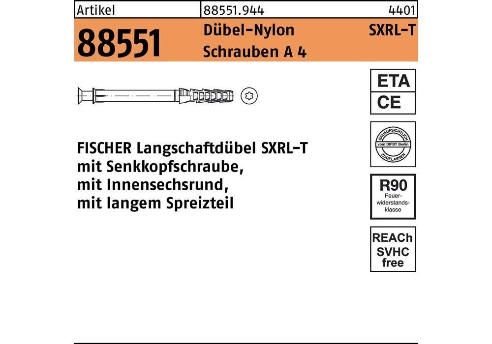 Fischer Langschaftdübel Langschaftdübel R 88551 SXRL 10 x 80 T Schrauben A 4/Dübel-Nylon